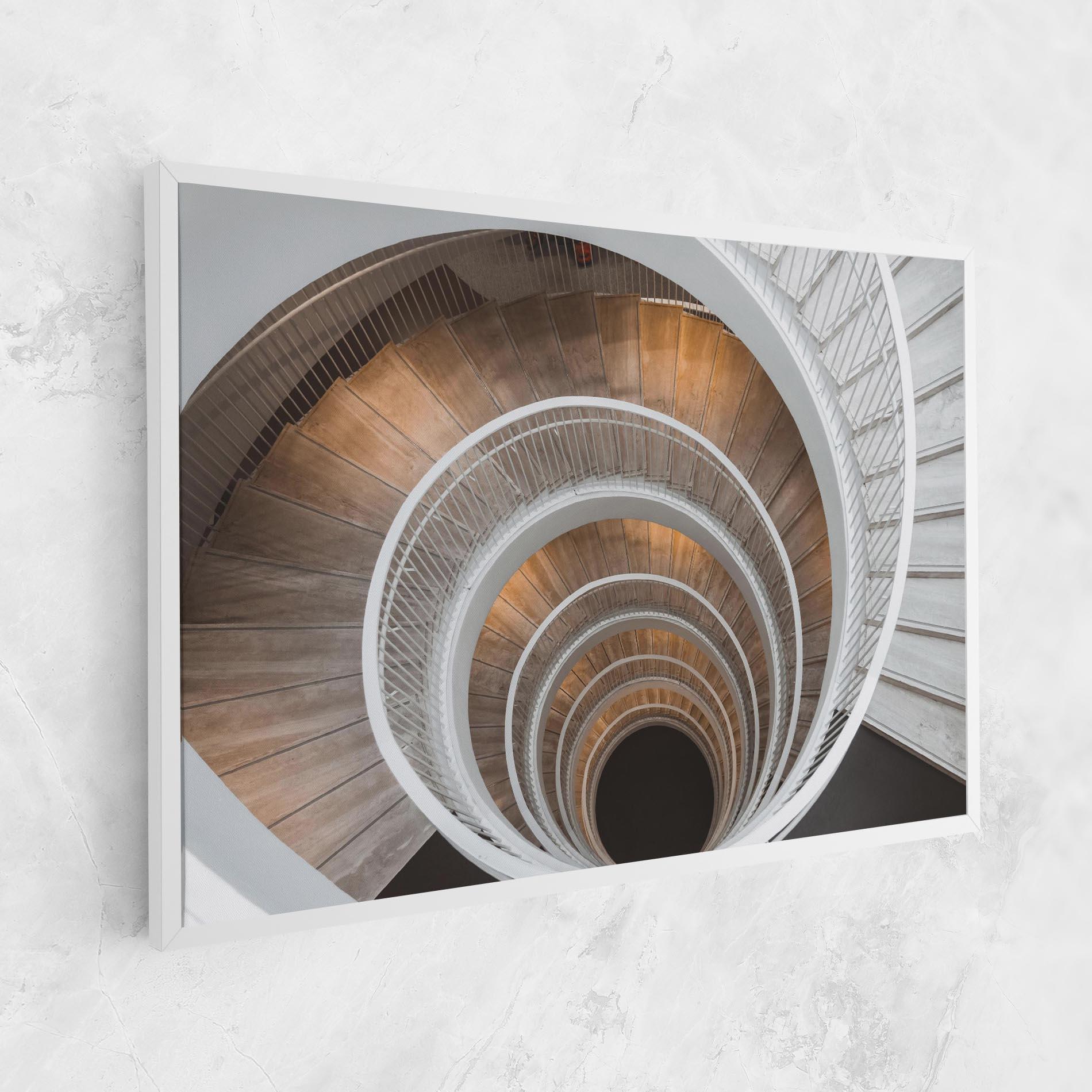 Tablou Canvas White Spiral Stairs mockup 1