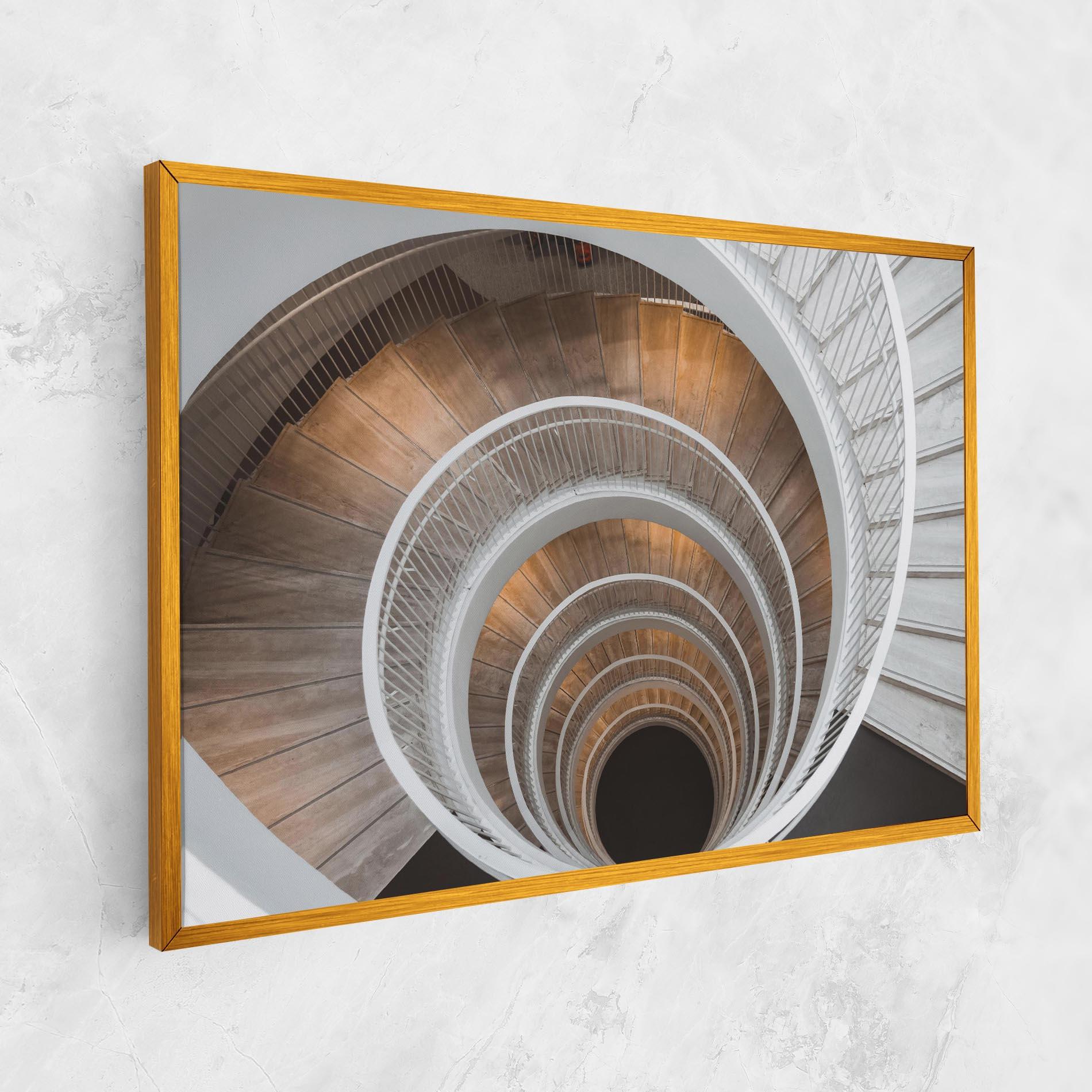 Tablou Canvas White Spiral Stairs mockup 1