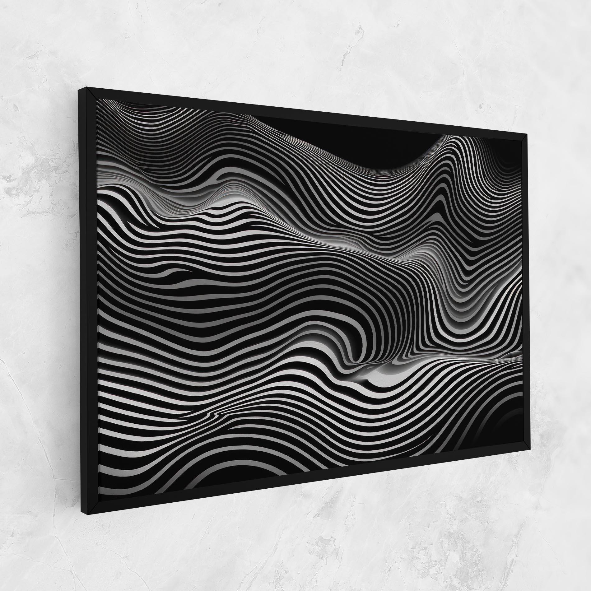 Tablou Canvas White Black Lines Wave mockup 1