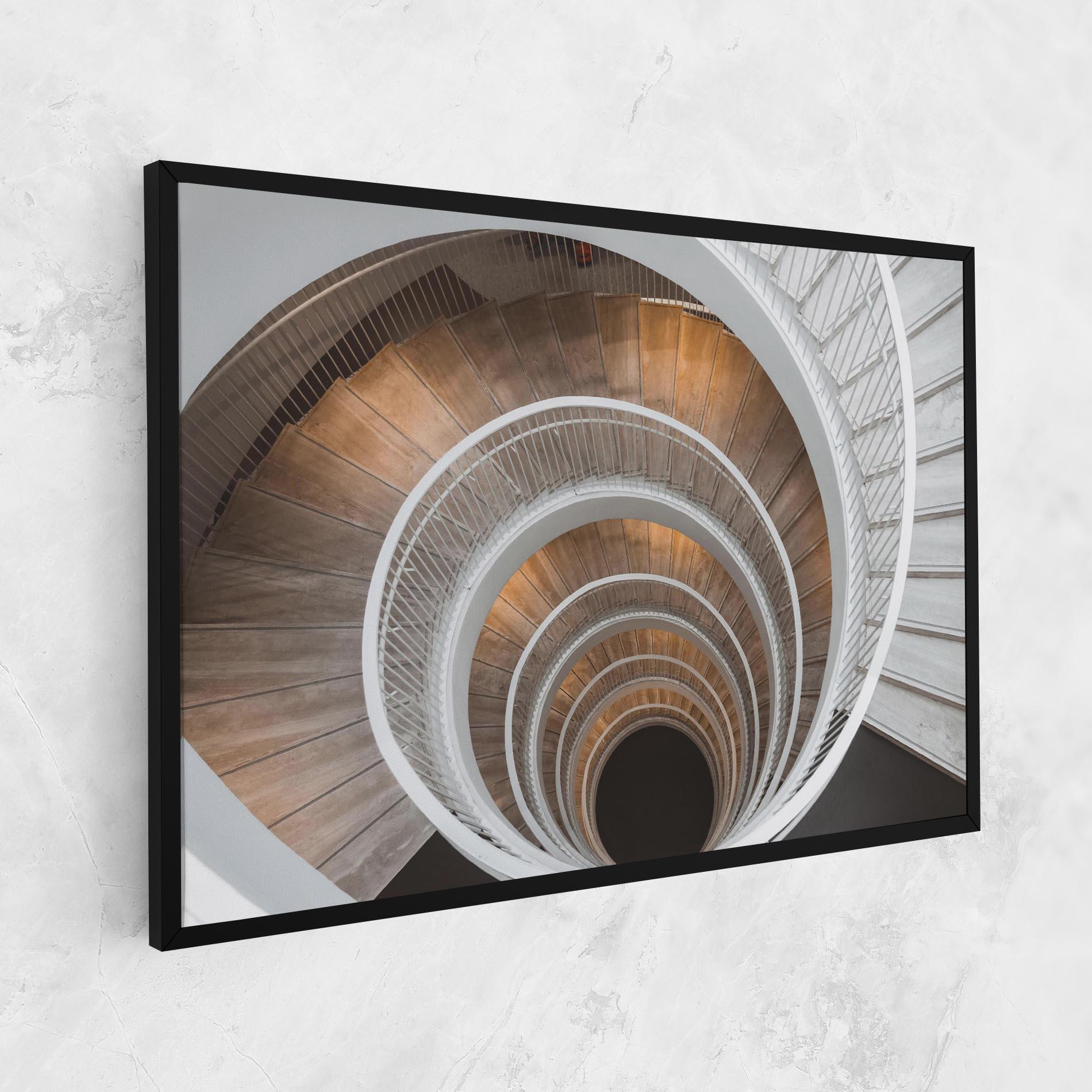 Tablou Canvas White Spiral Stairs mockup 1