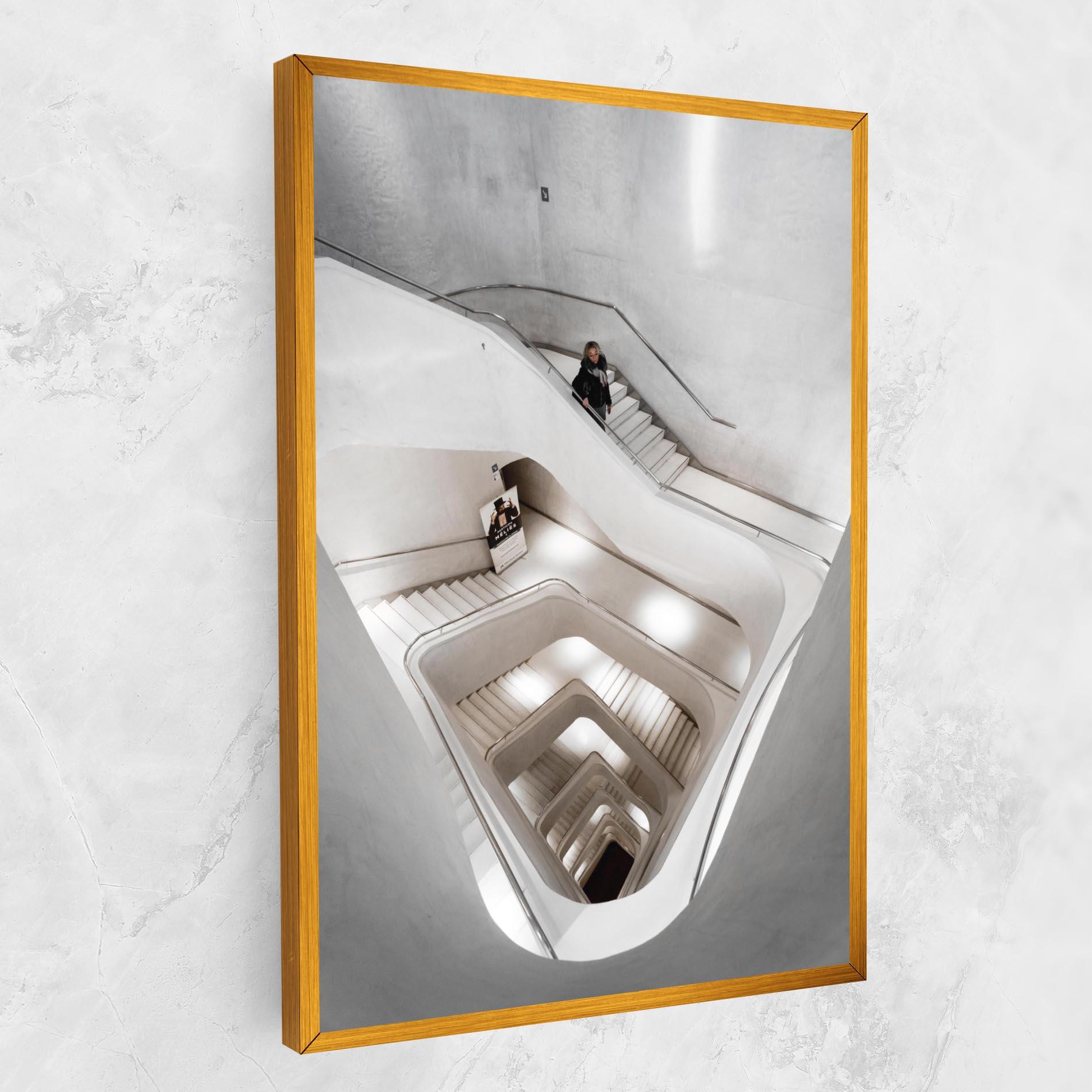 Tablou Canvas White Stairs Spiral mockup 1