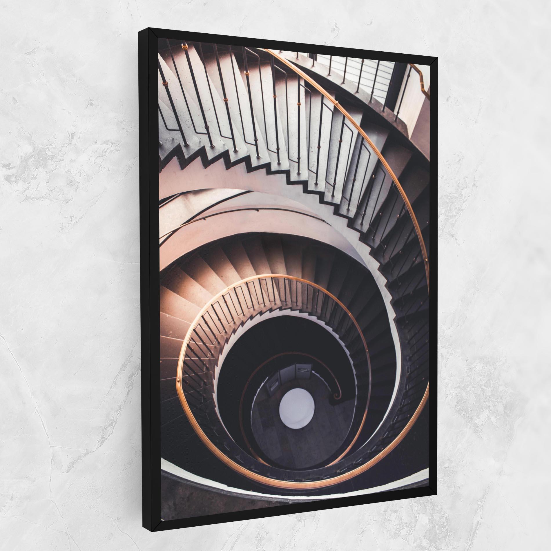 Tablou Canvas Grey Stairs Spiral mockup 1