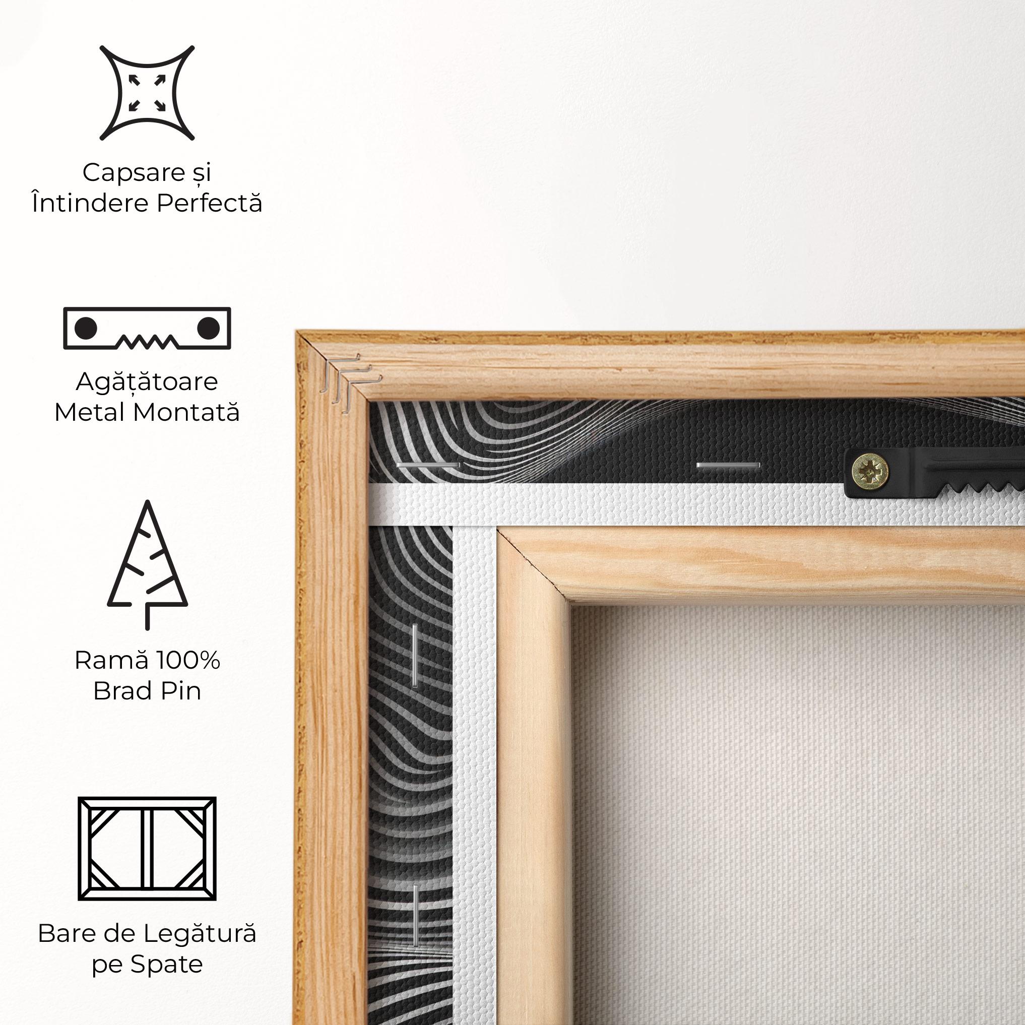 Tablou Canvas White Black Lines Wave mockup 5