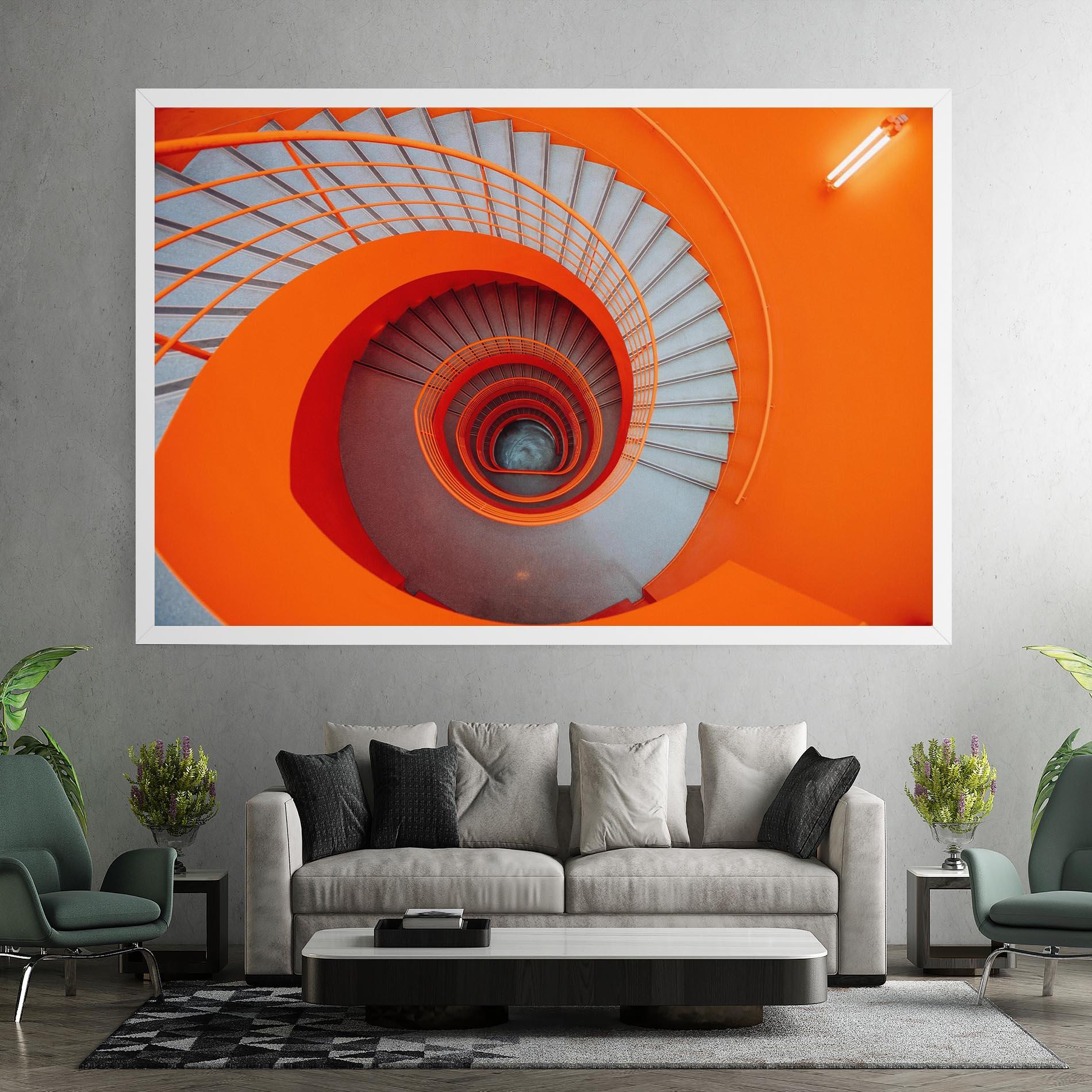 Tablou Canvas Grey Orange Stairs mockup 7