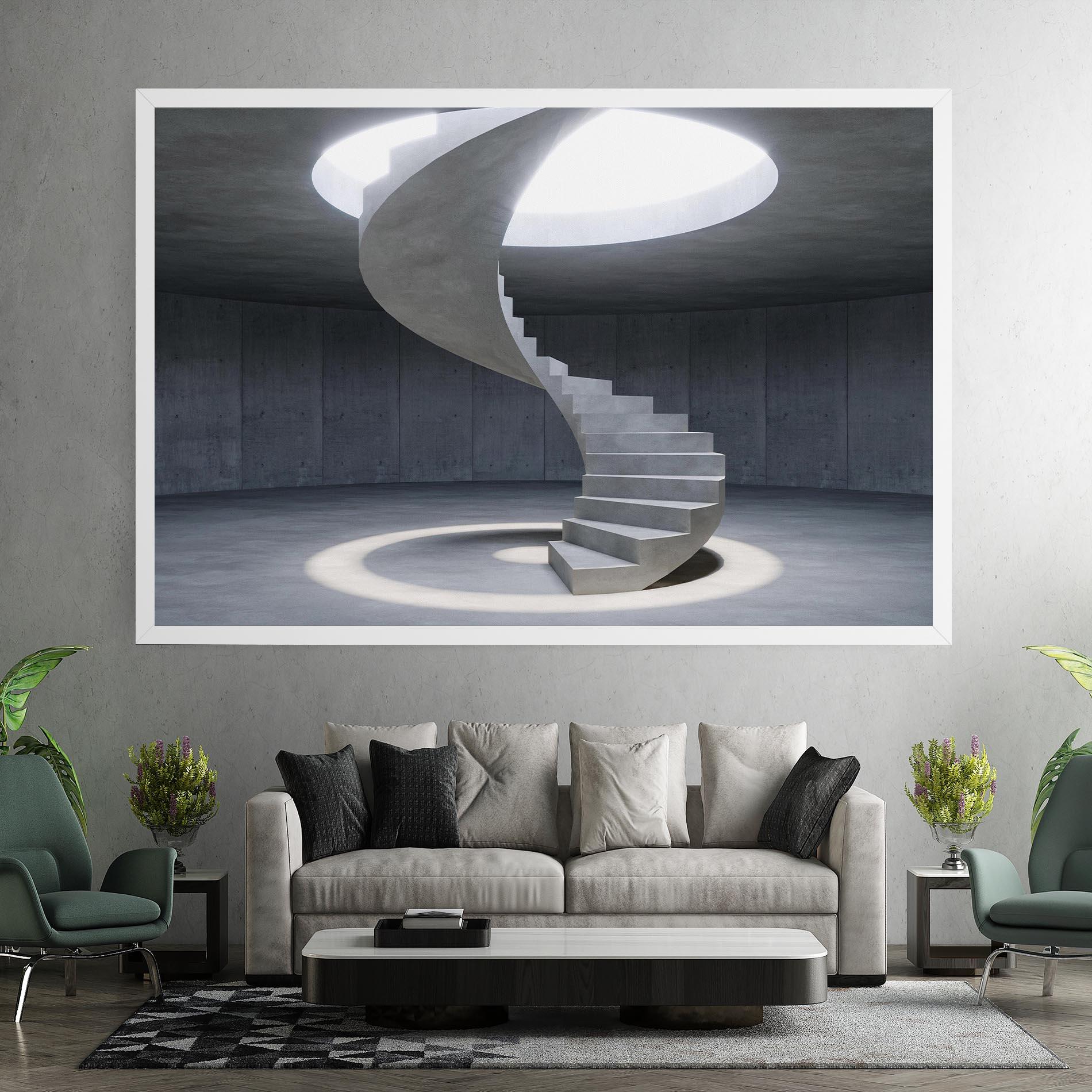 Tablou Canvas Spiral White Staircase mockup 7