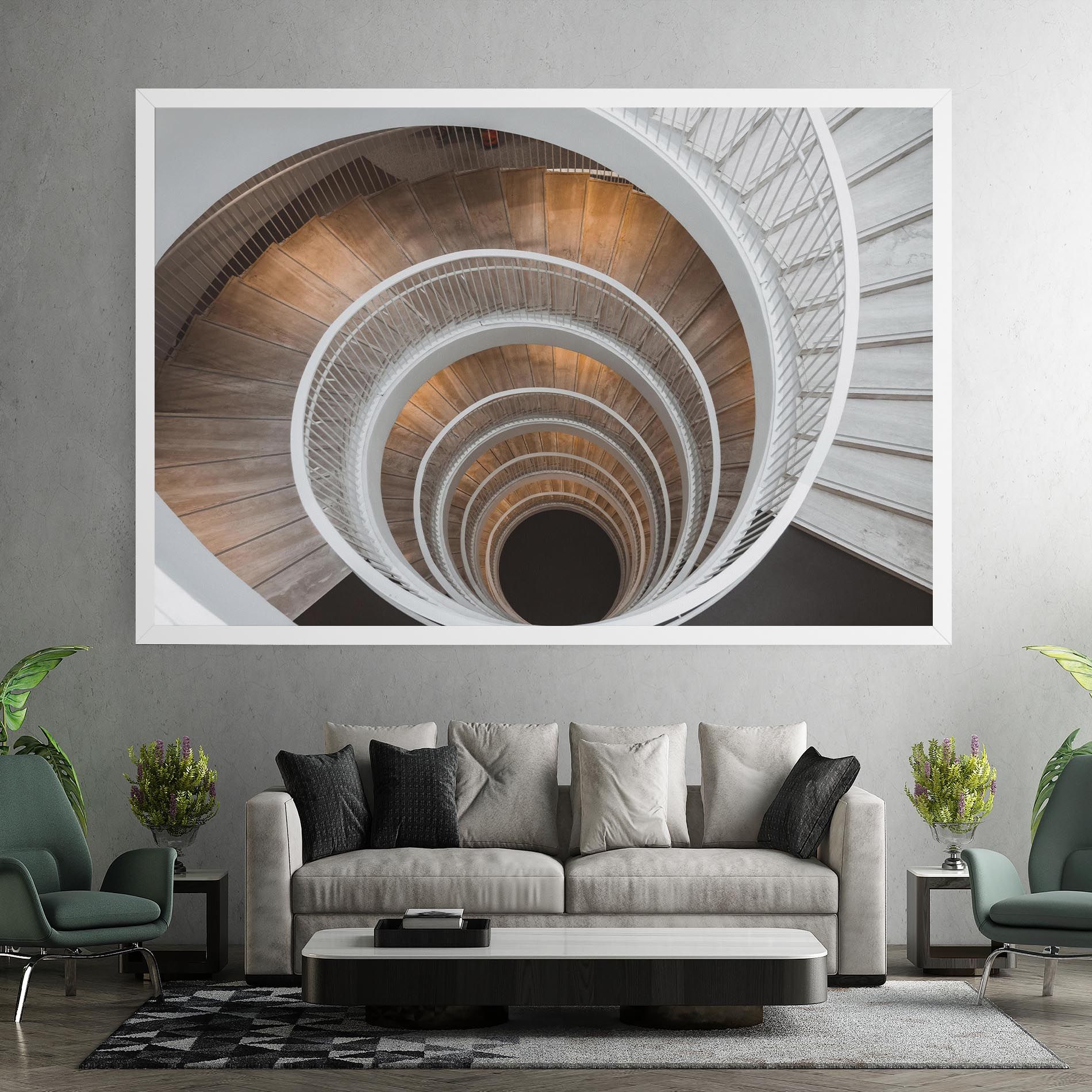 White Spiral Stairs mockup 7