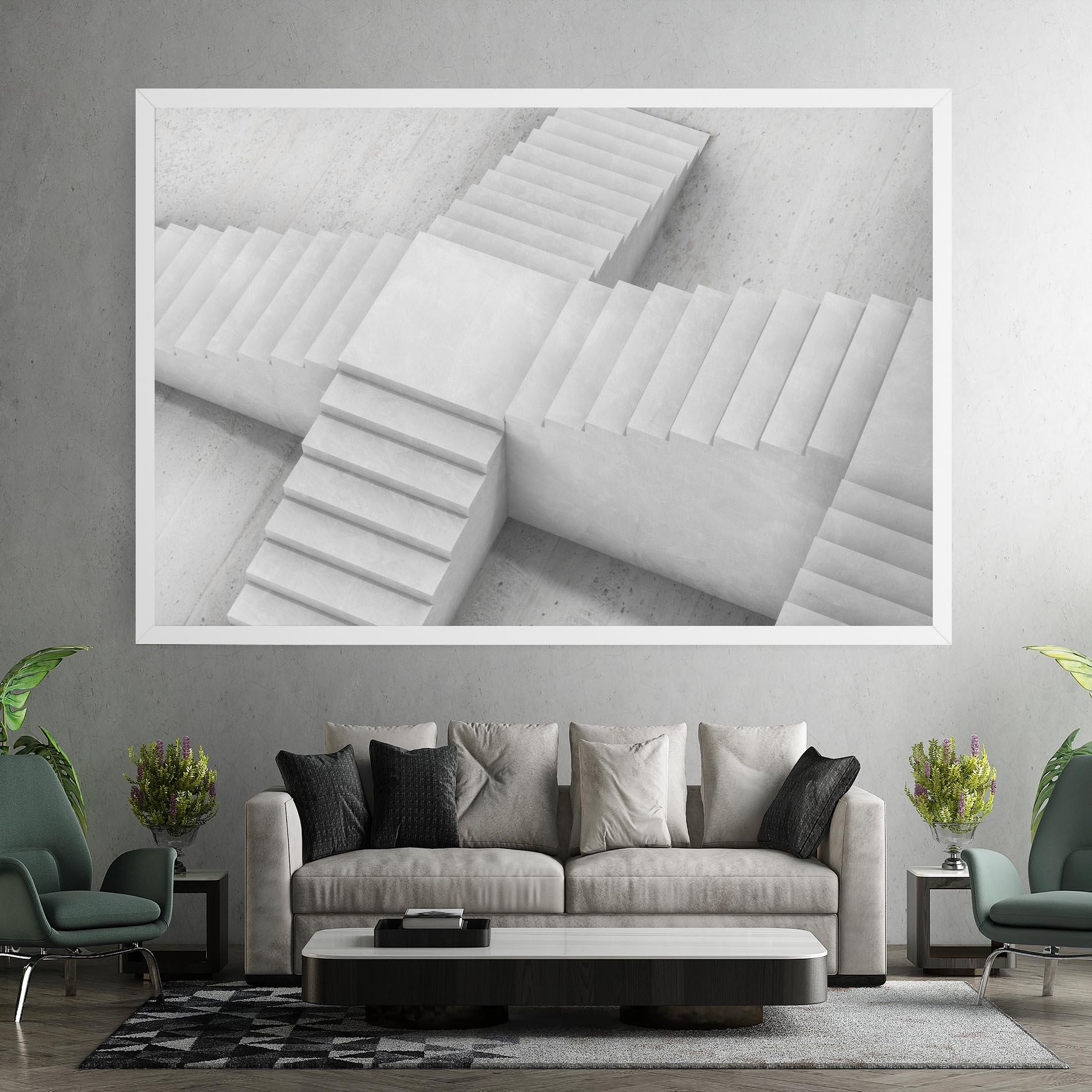 Tablou Canvas White X Stairway mockup 7