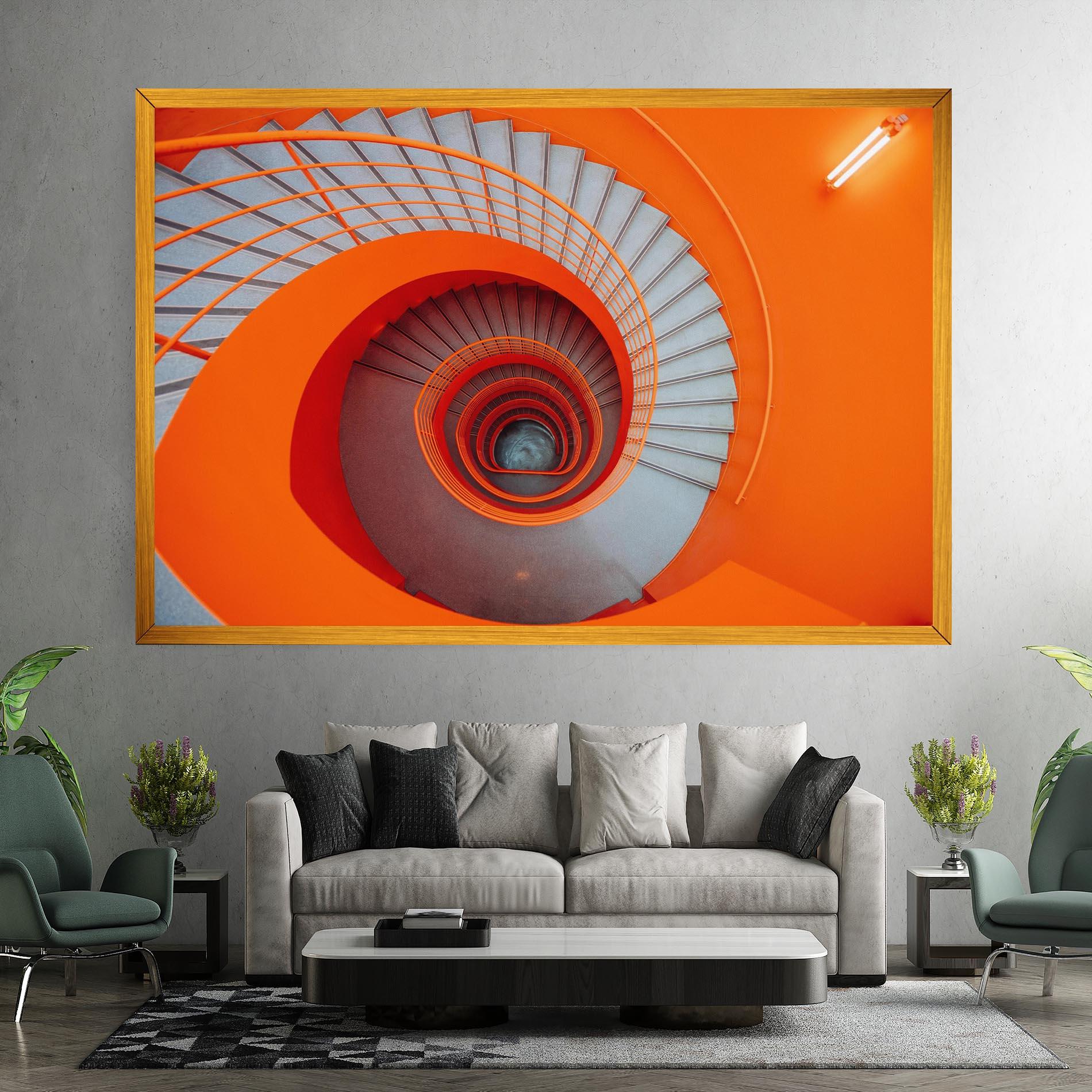 Tablou Canvas Grey Orange Stairs mockup 7