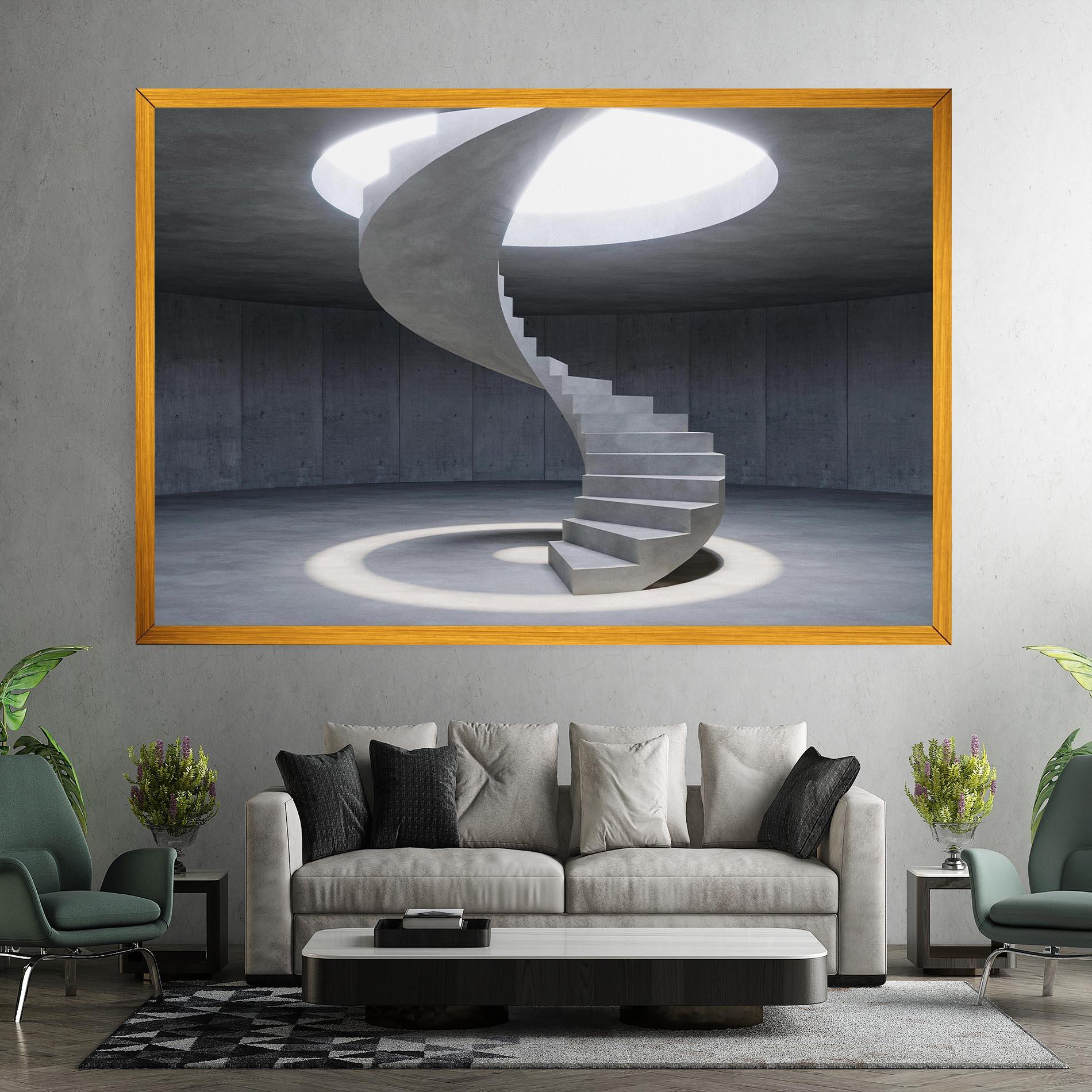 Tablou Canvas Spiral White Staircase mockup 7