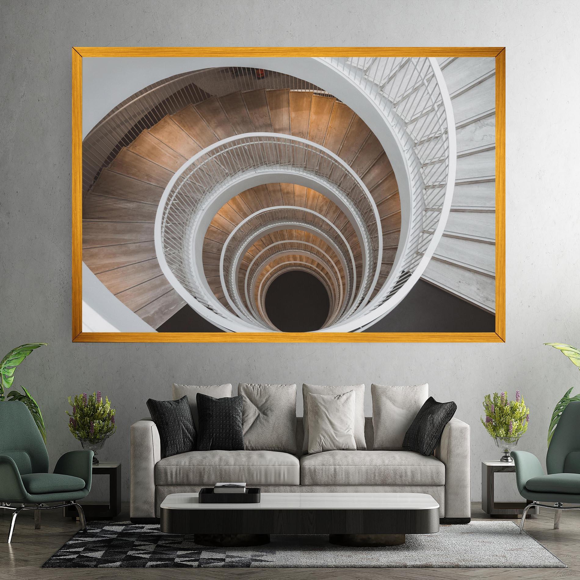 Tablou Canvas White Spiral Stairs mockup 7