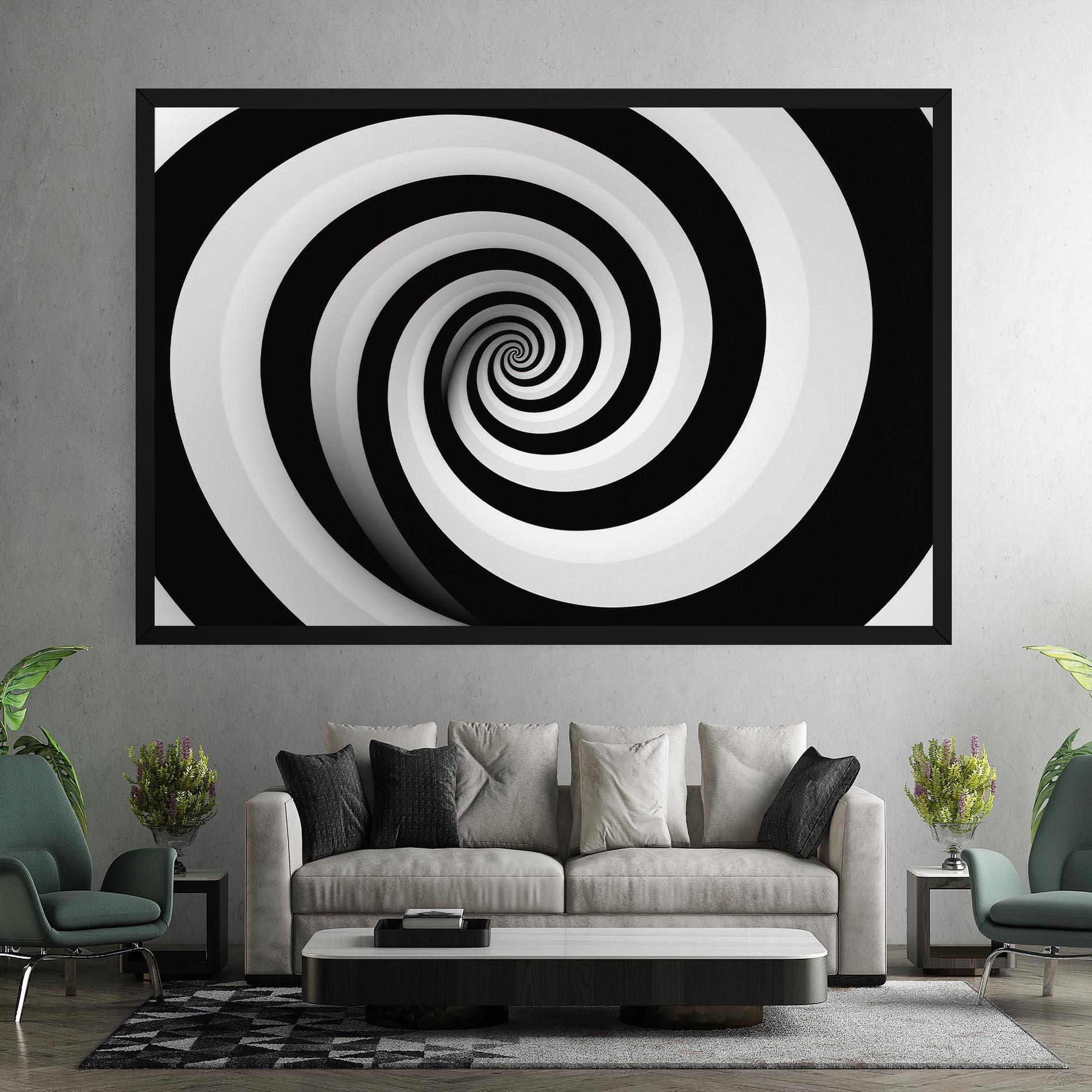 Tablou Canvas Black White Spiral mockup 7