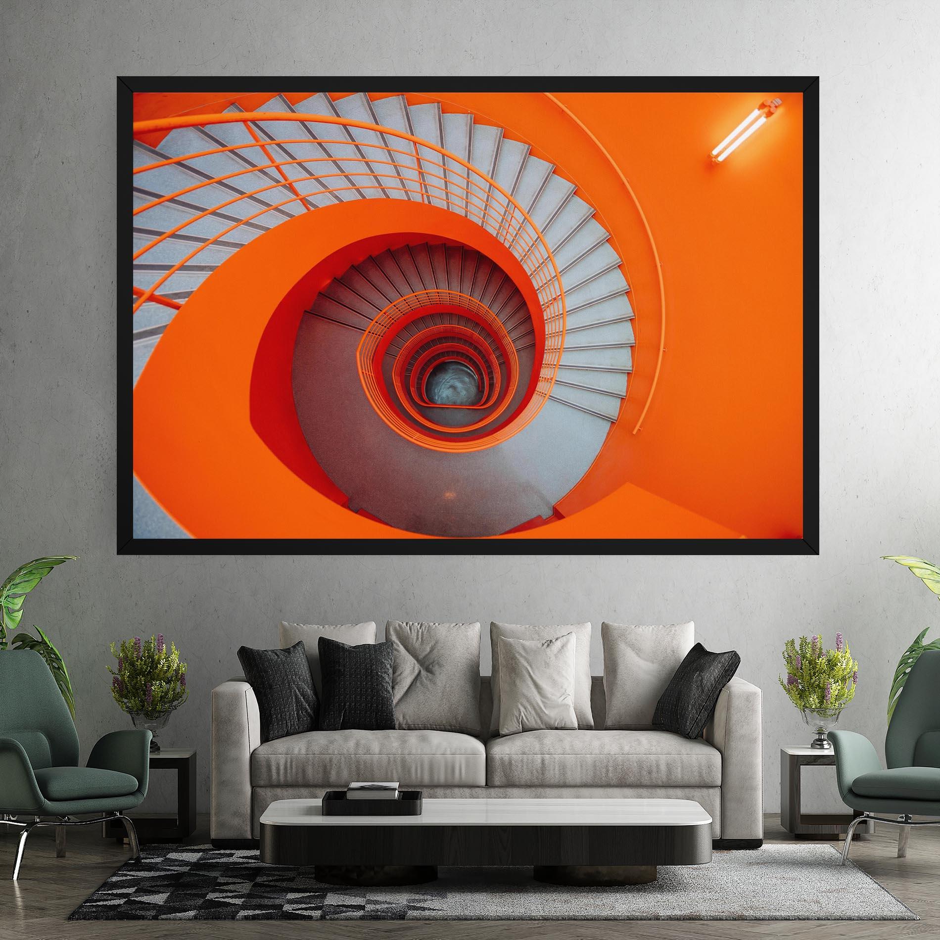 Tablou Canvas Grey Orange Stairs mockup 7