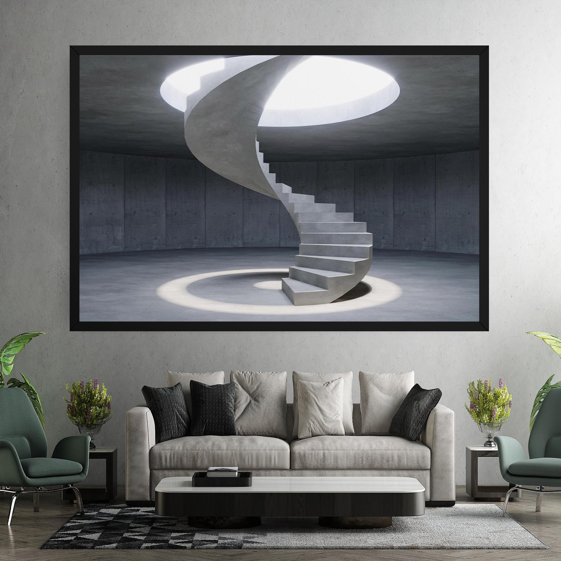 Tablou Canvas Spiral White Staircase mockup 7