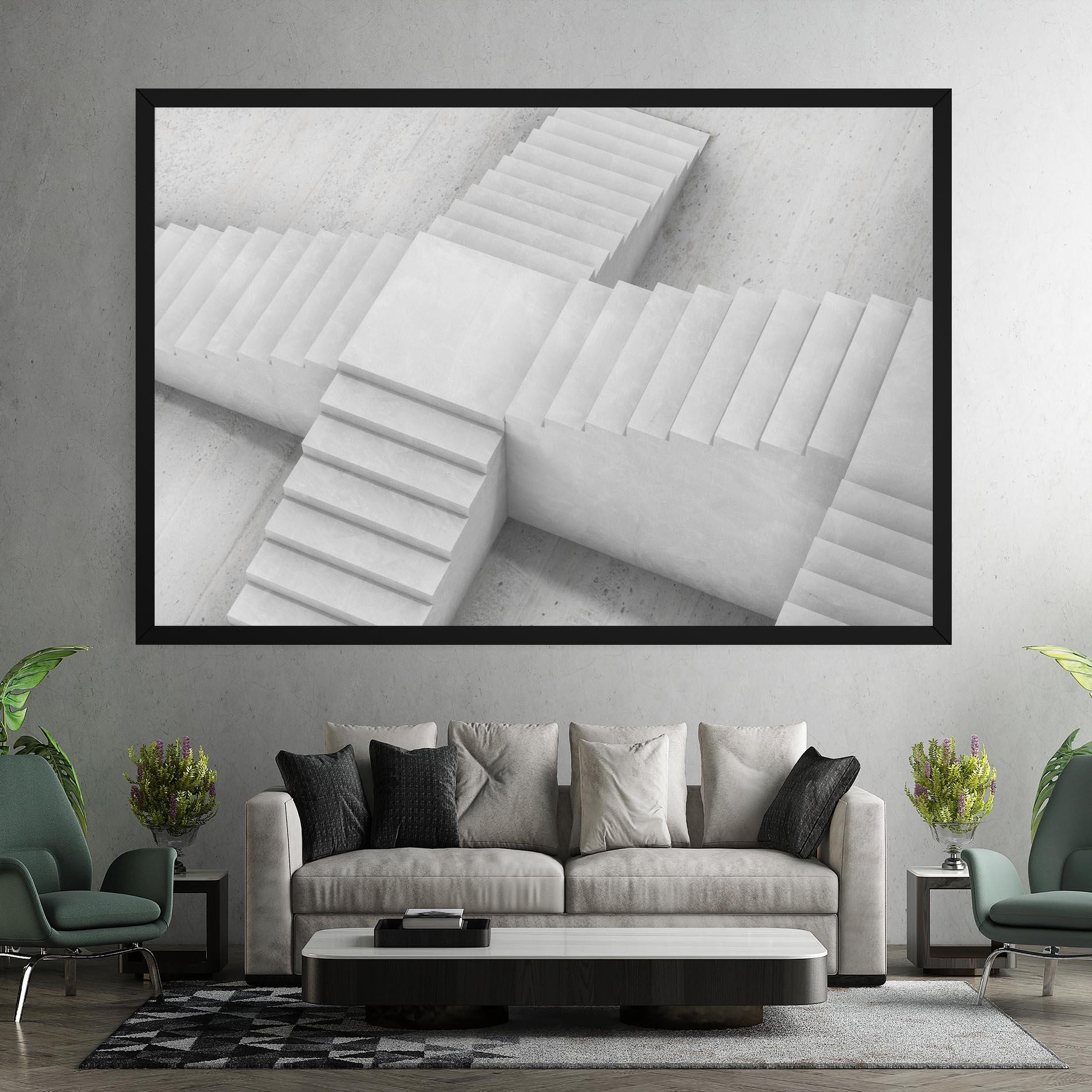 Tablou Canvas White X Stairway mockup 7