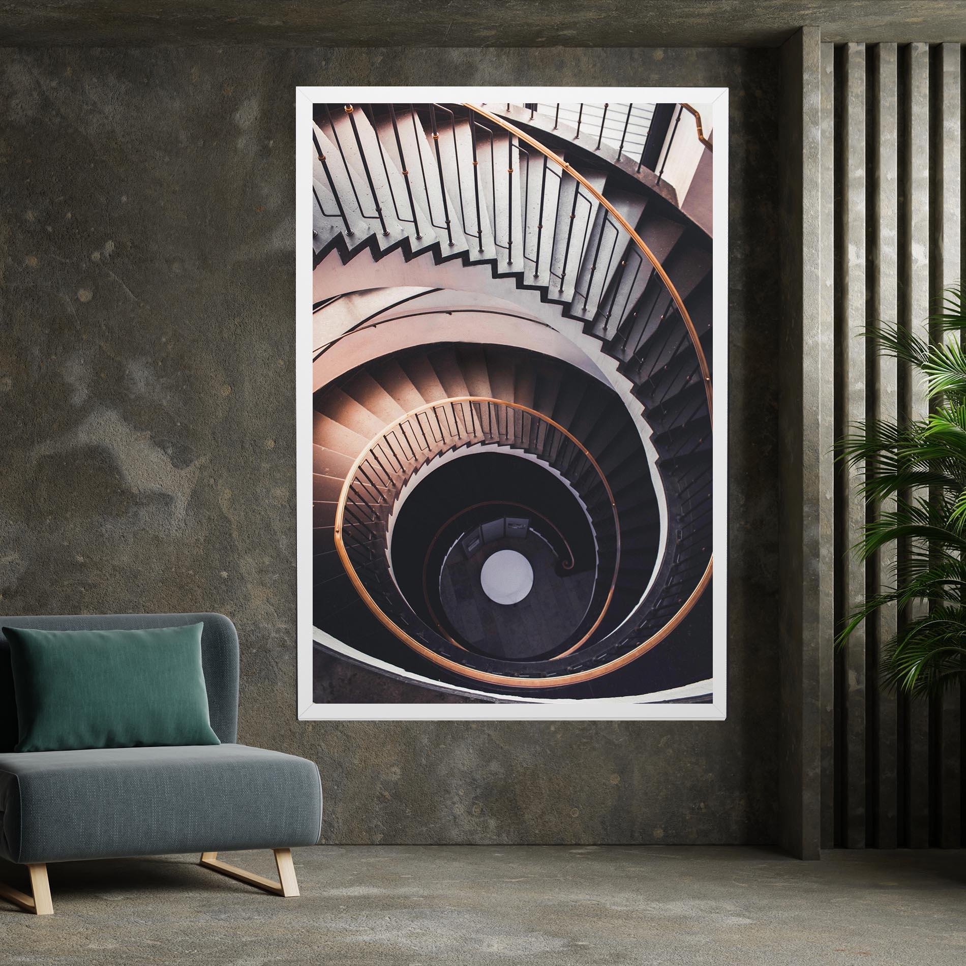 Tablou Canvas Grey Stairs Spiral mockup 7