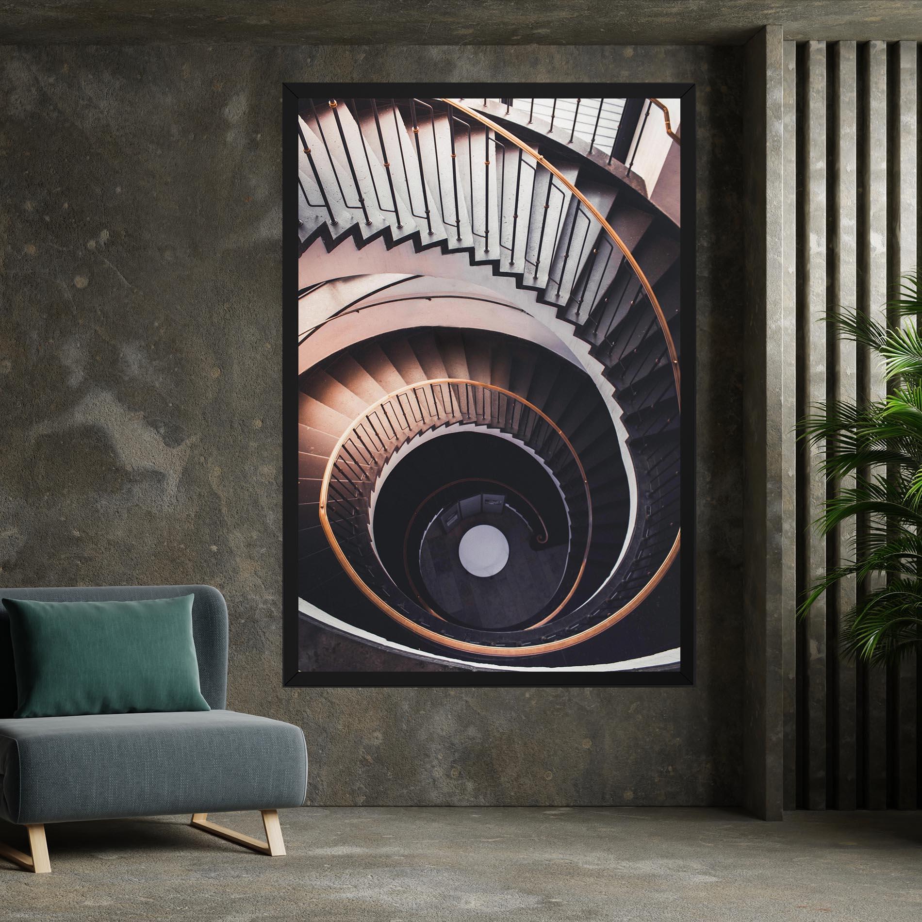 Tablou Canvas Grey Stairs Spiral mockup 7