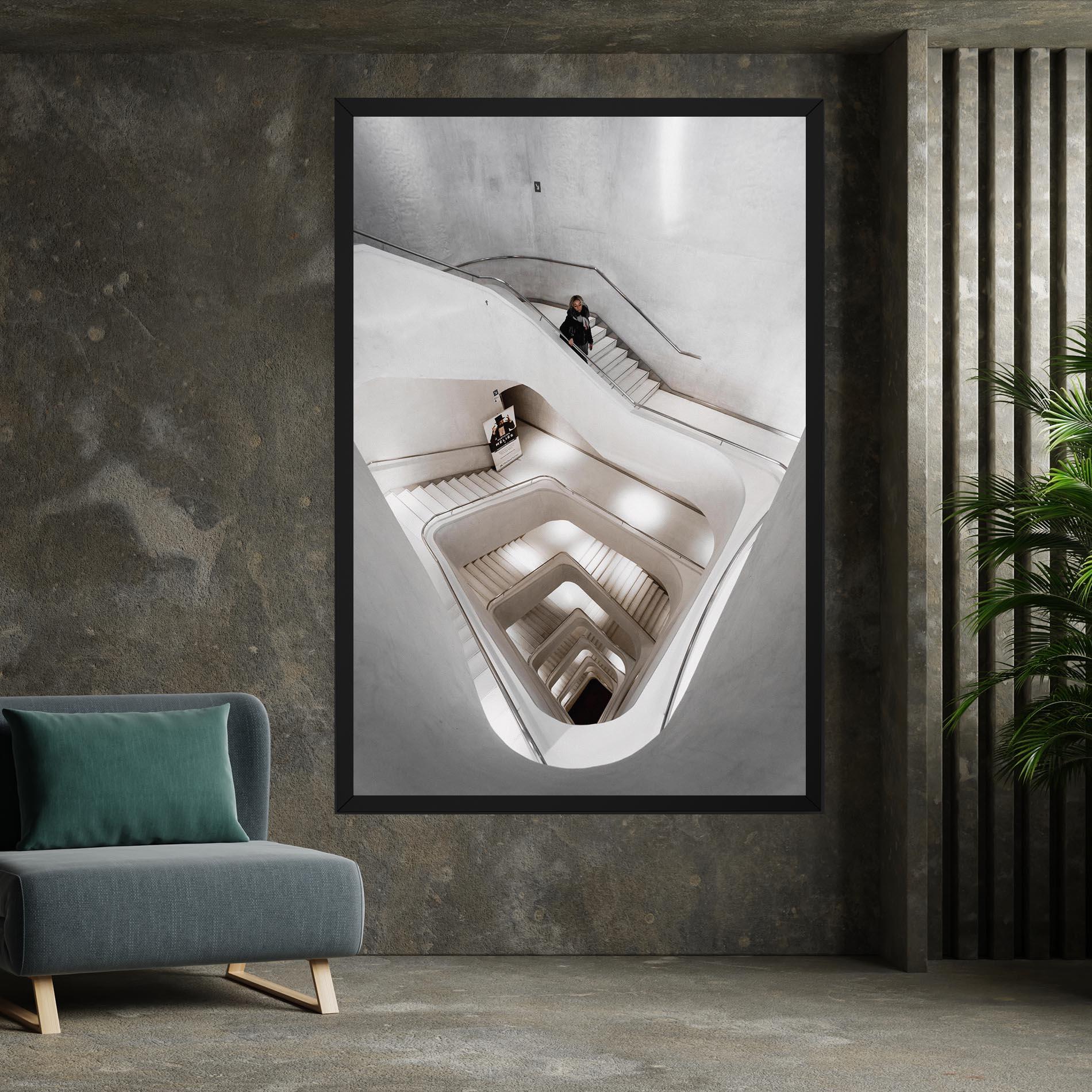 Tablou Canvas White Stairs Spiral mockup 7