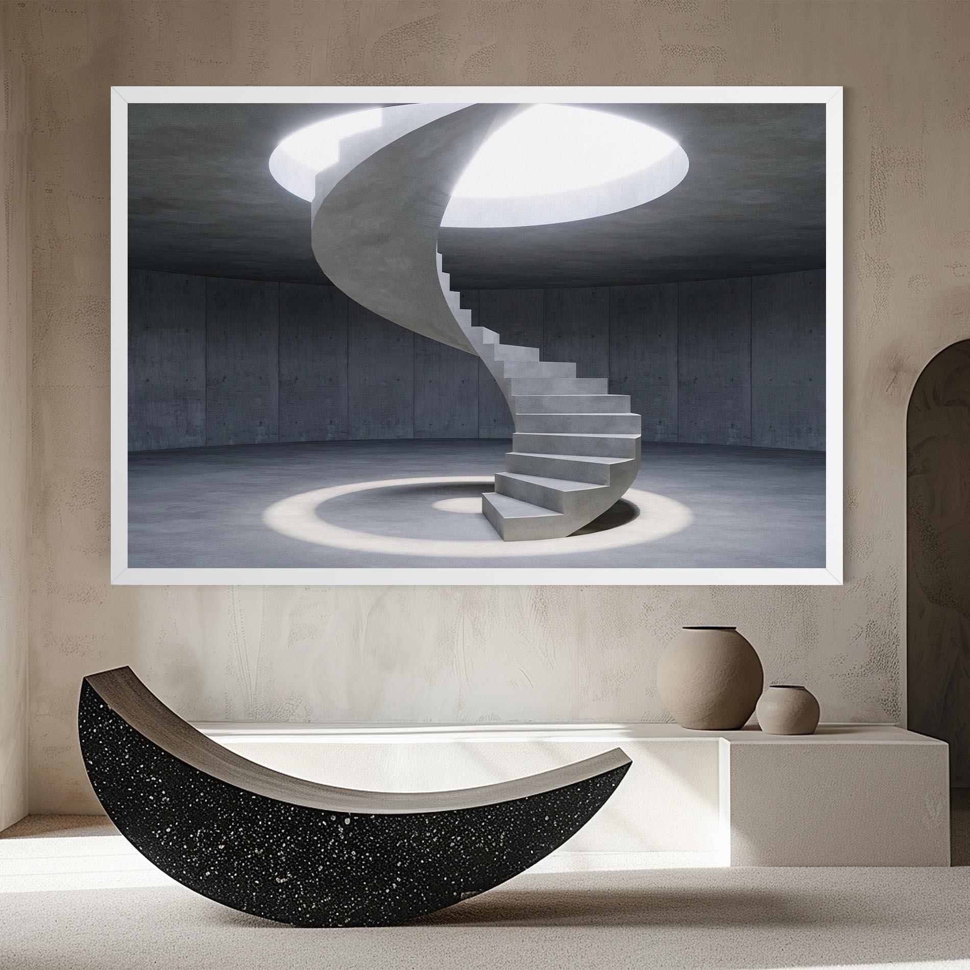 Tablou Canvas Spiral White Staircase mockup 8