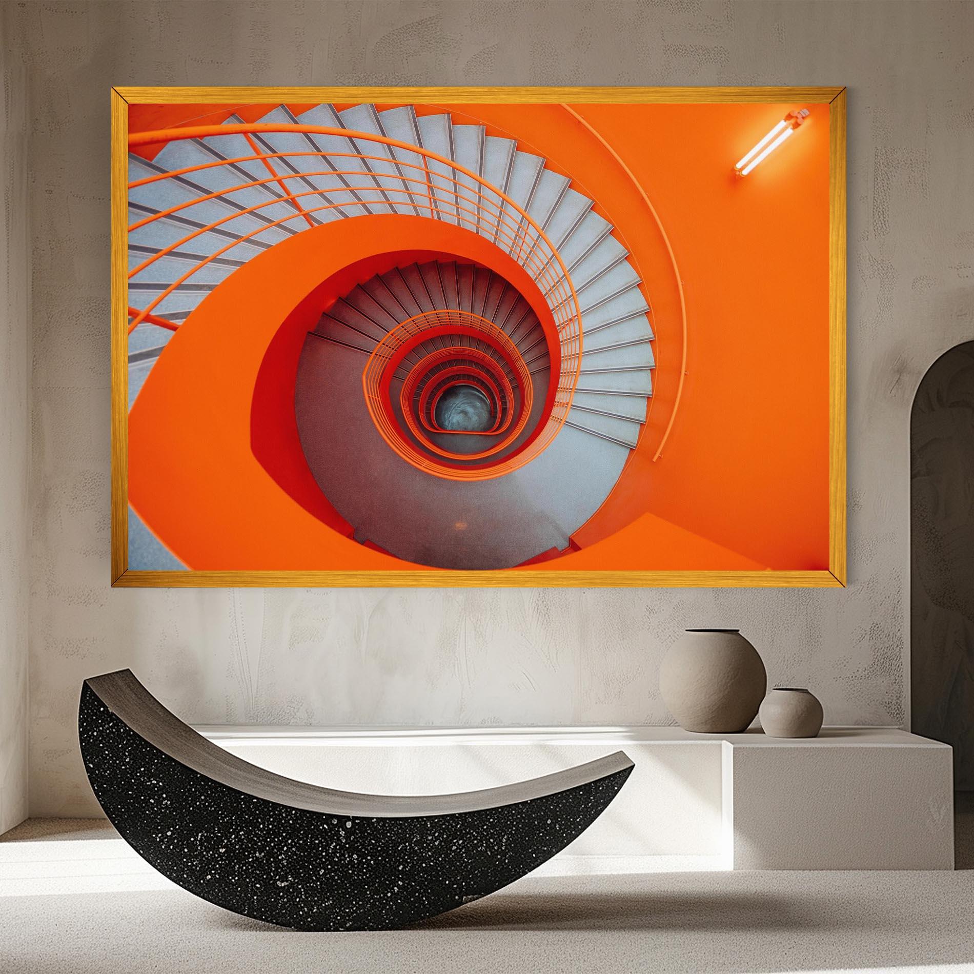 Tablou Canvas Grey Orange Stairs mockup 8