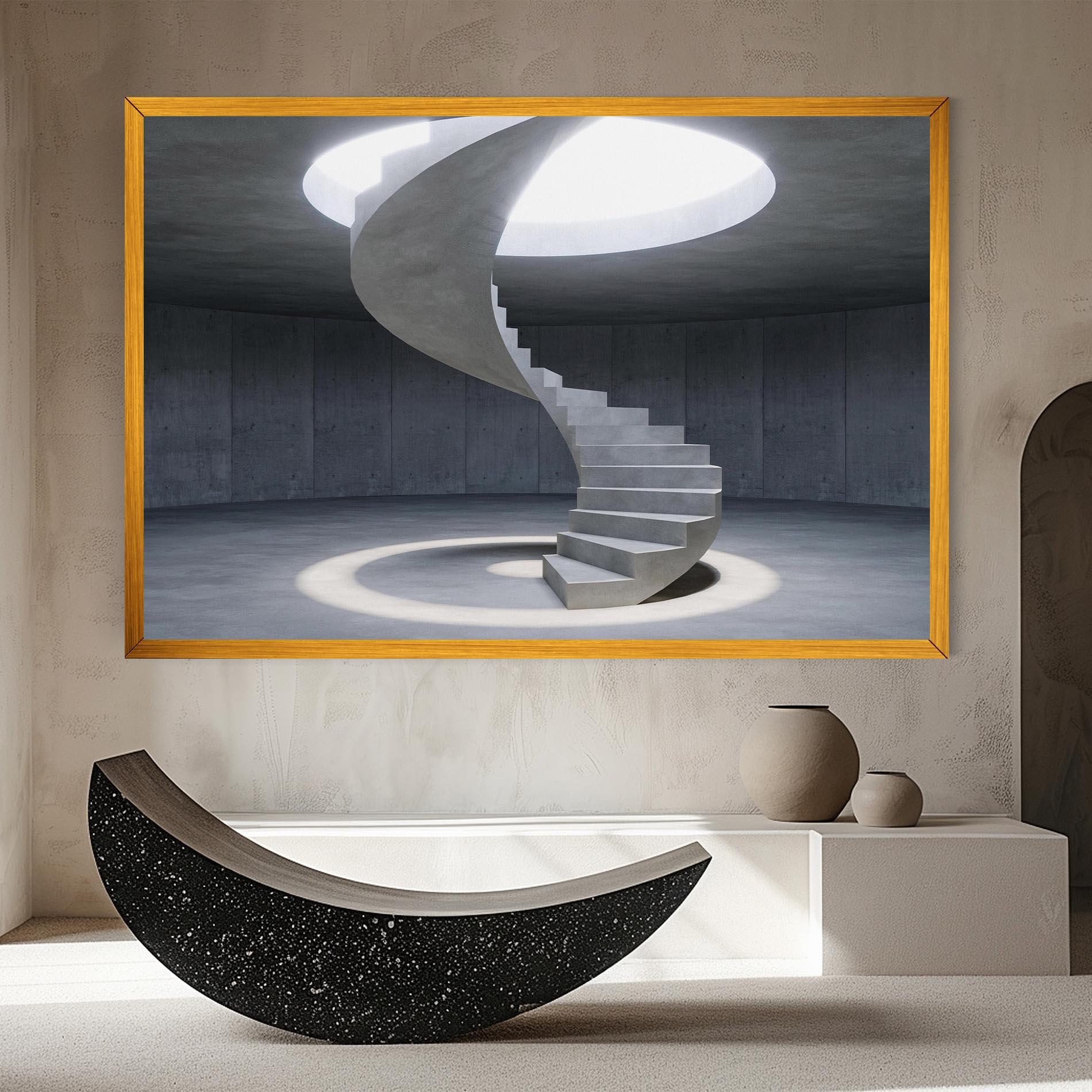 Tablou Canvas Spiral White Staircase mockup 8