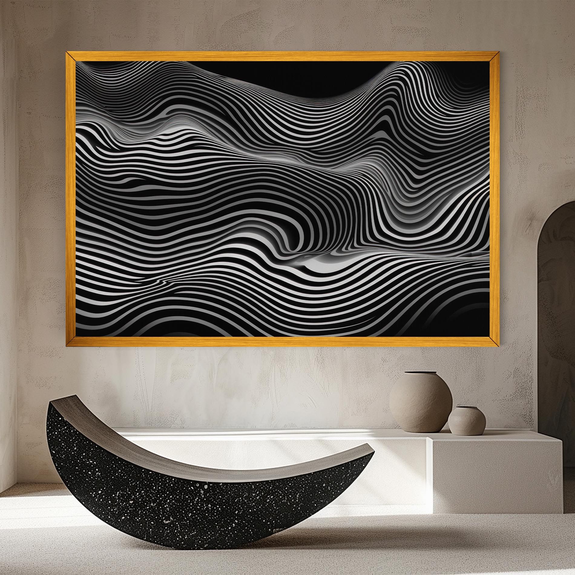 White Black Lines Wave mockup 8