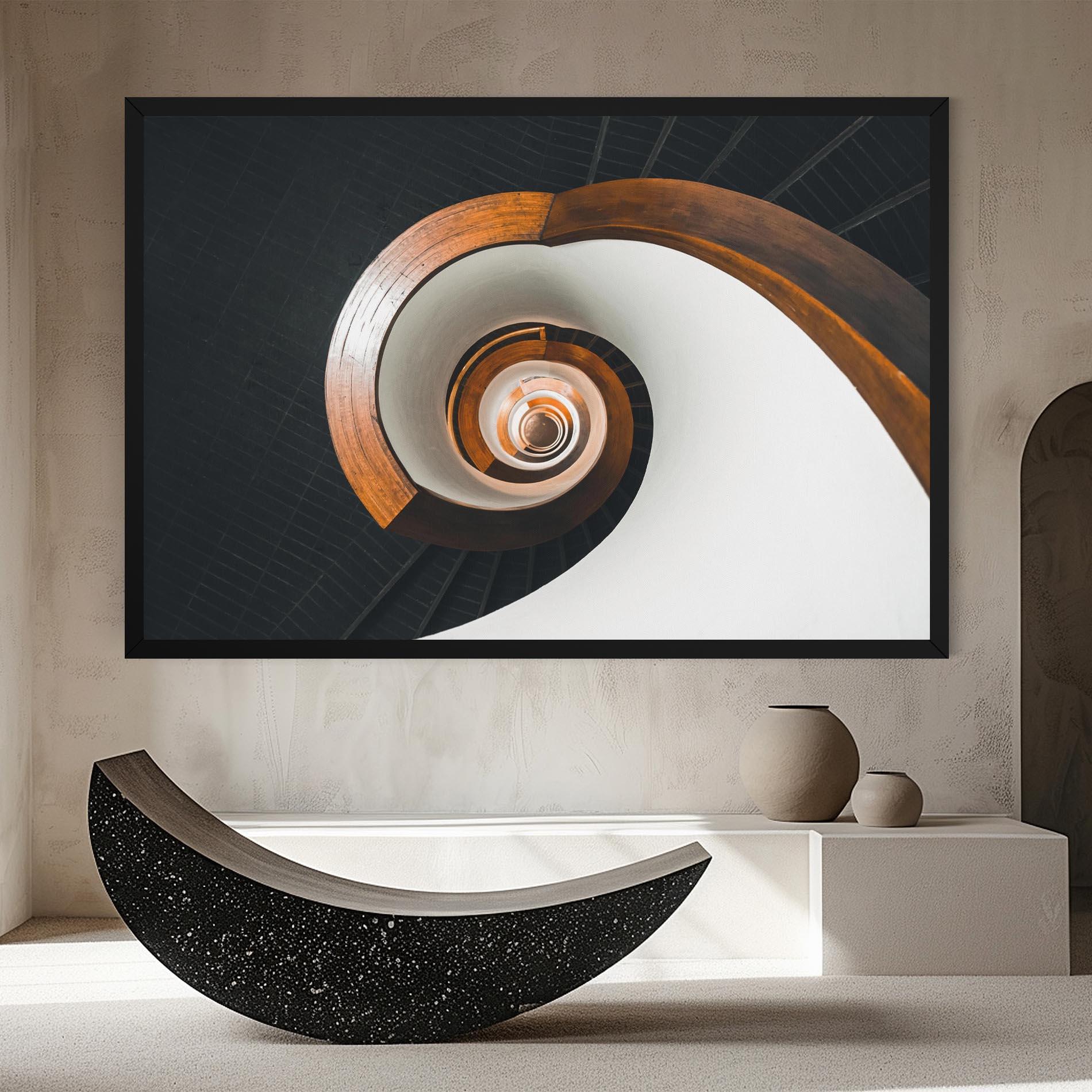 Tablou Canvas Black Spiral Stairs mockup 8