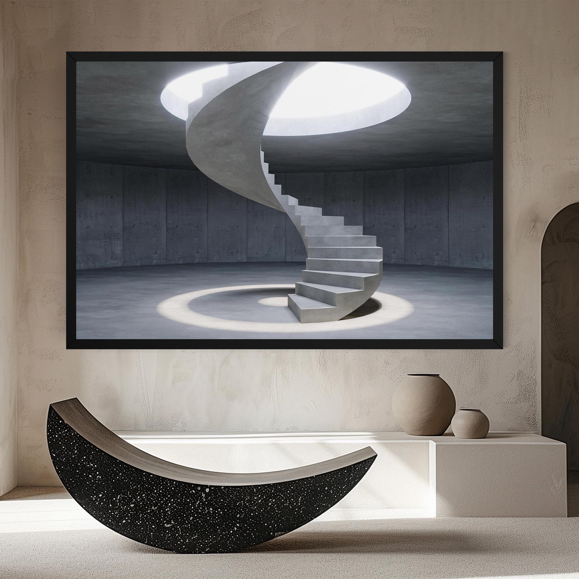 Tablou Canvas Spiral White Staircase mockup 8