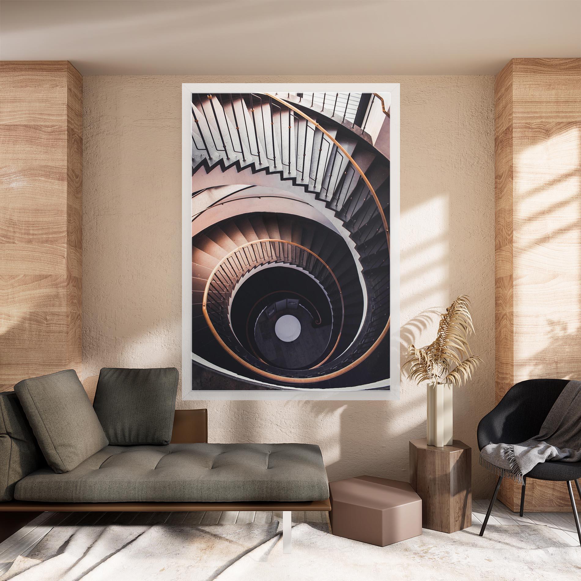 Tablou Canvas Grey Stairs Spiral mockup 8