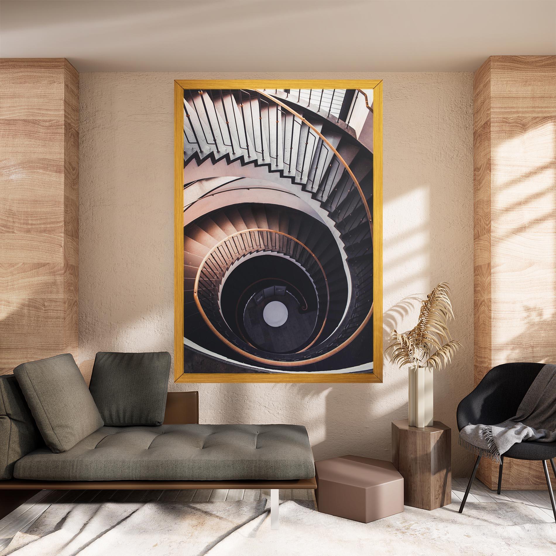 Tablou Canvas Grey Stairs Spiral mockup 8