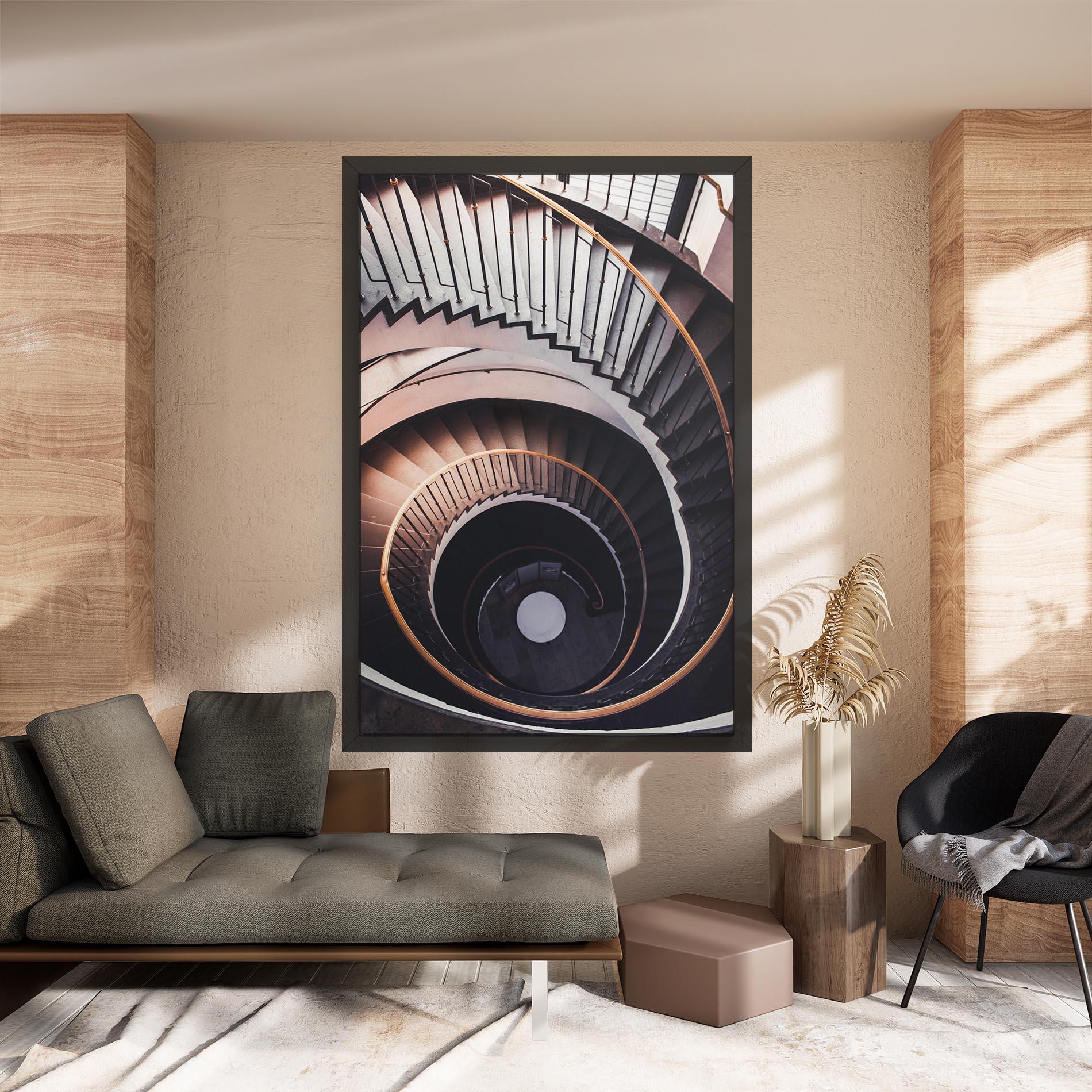 Tablou Canvas Grey Stairs Spiral mockup 8