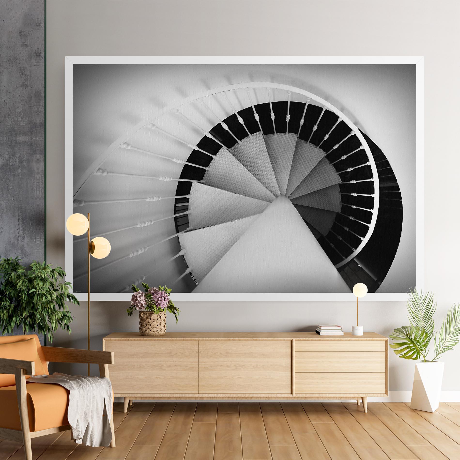 Tablou Canvas Black Circle Stairs mockup 9