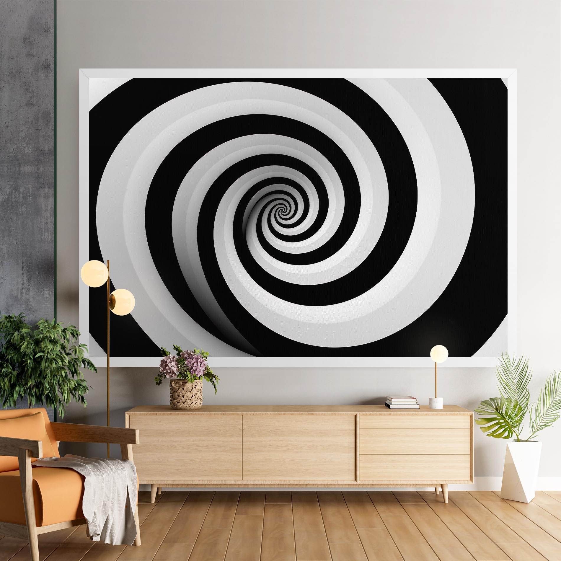 Tablou Canvas Black White Spiral mockup 9