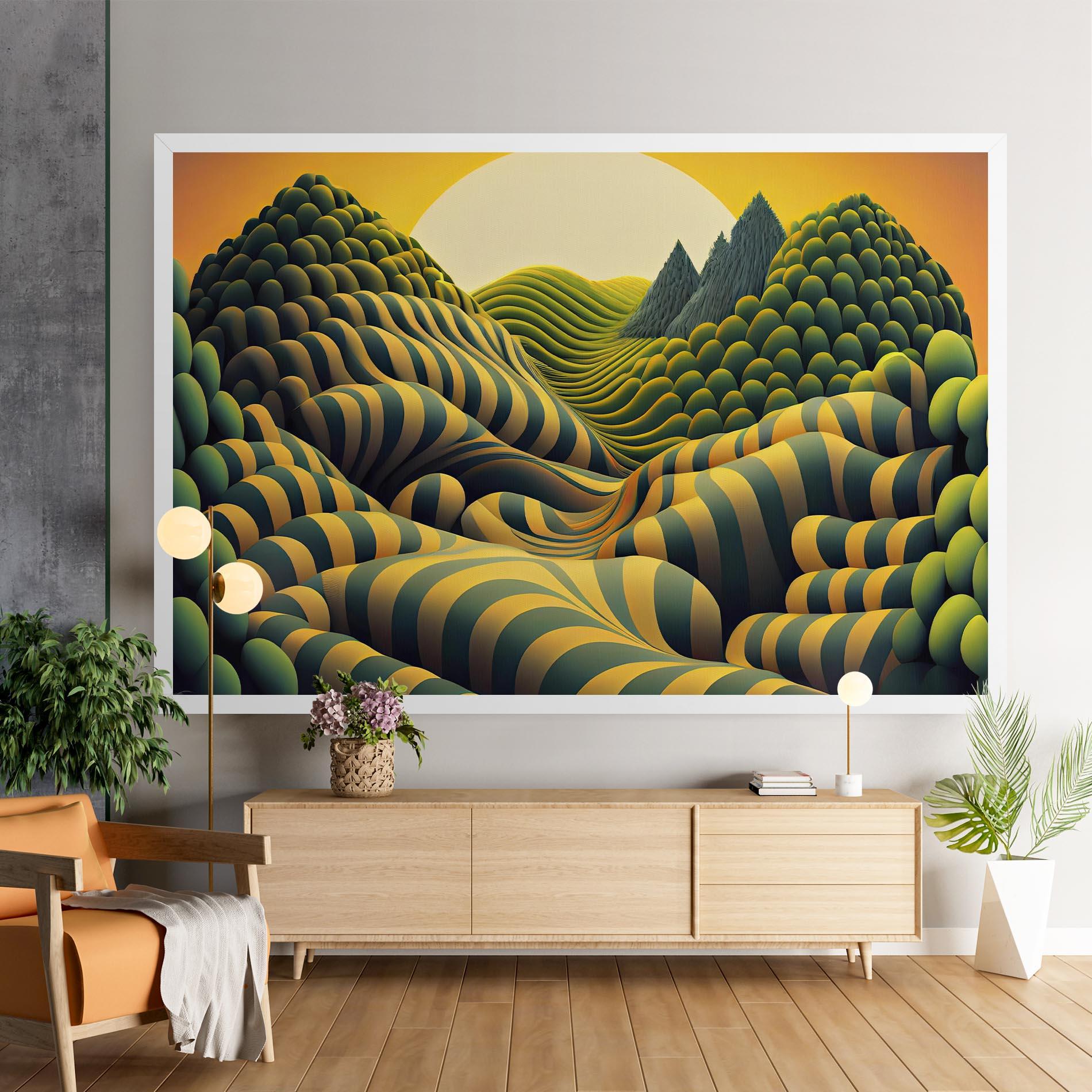 Tablou Canvas Green Yellow View mockup 9