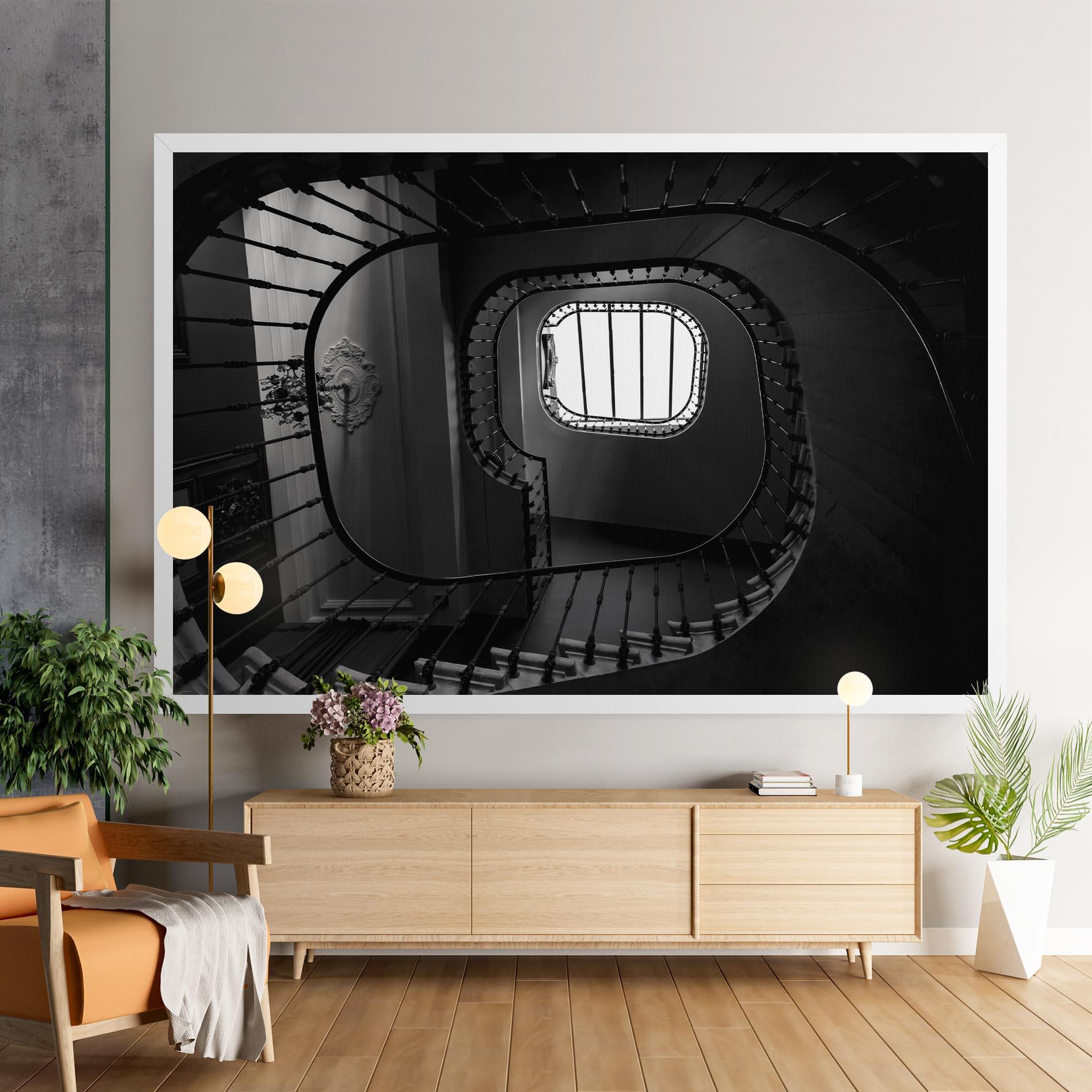 Tablou Canvas Greyscale Staircase mockup 9