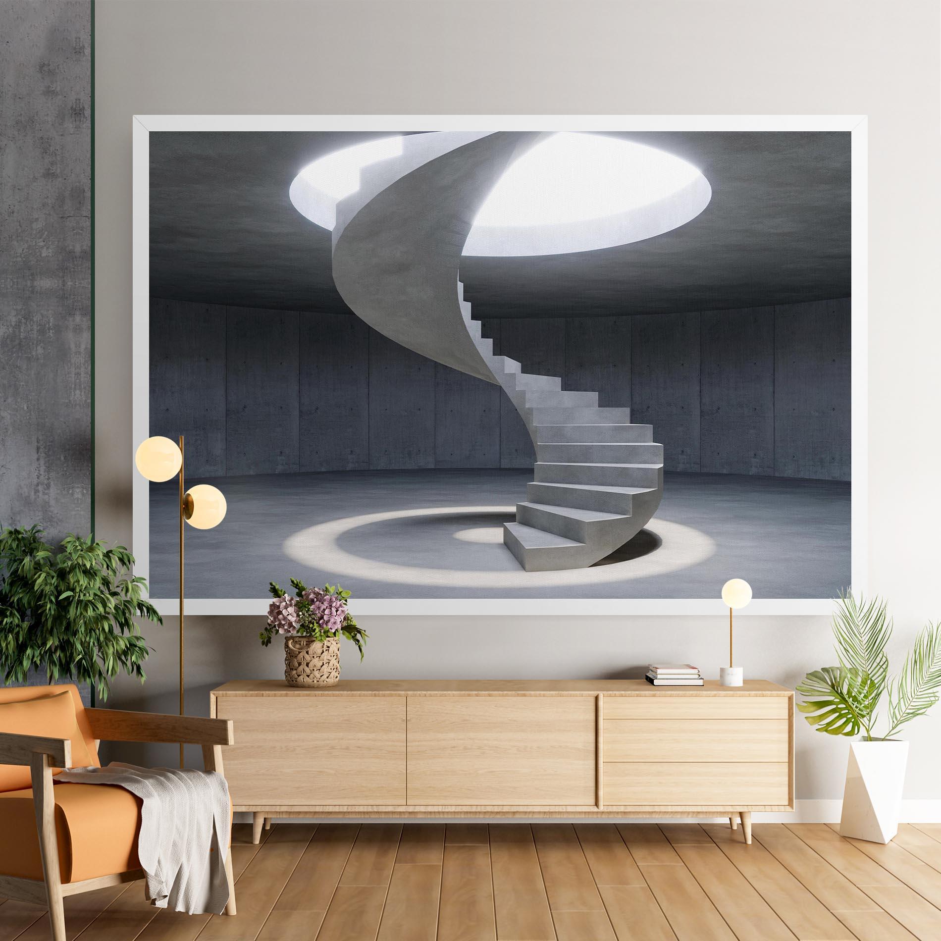 Tablou Canvas Spiral White Staircase mockup 9