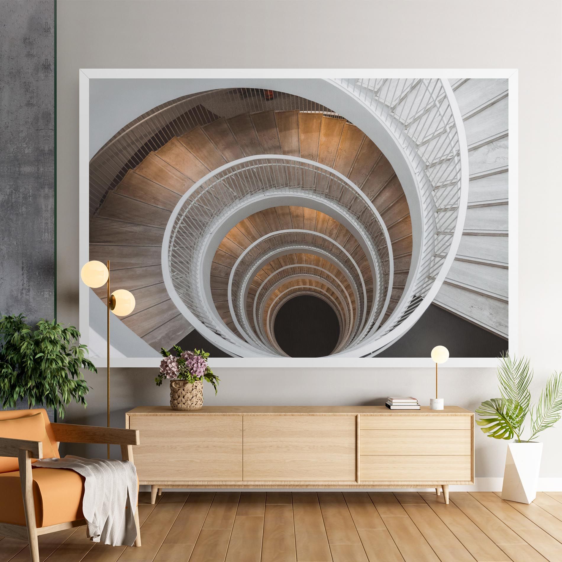 White Spiral Stairs mockup 9