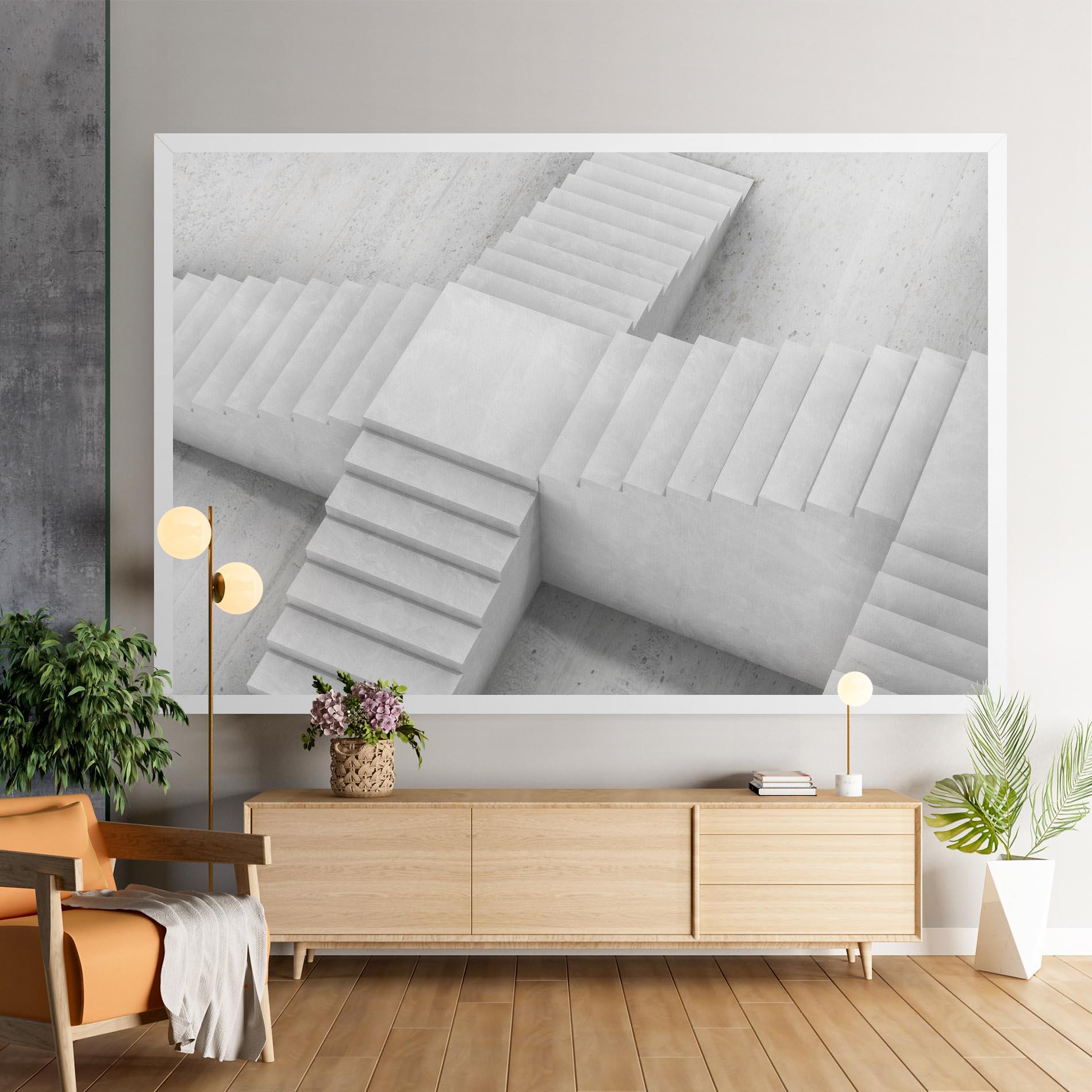 Tablou Canvas White X Stairway mockup 9