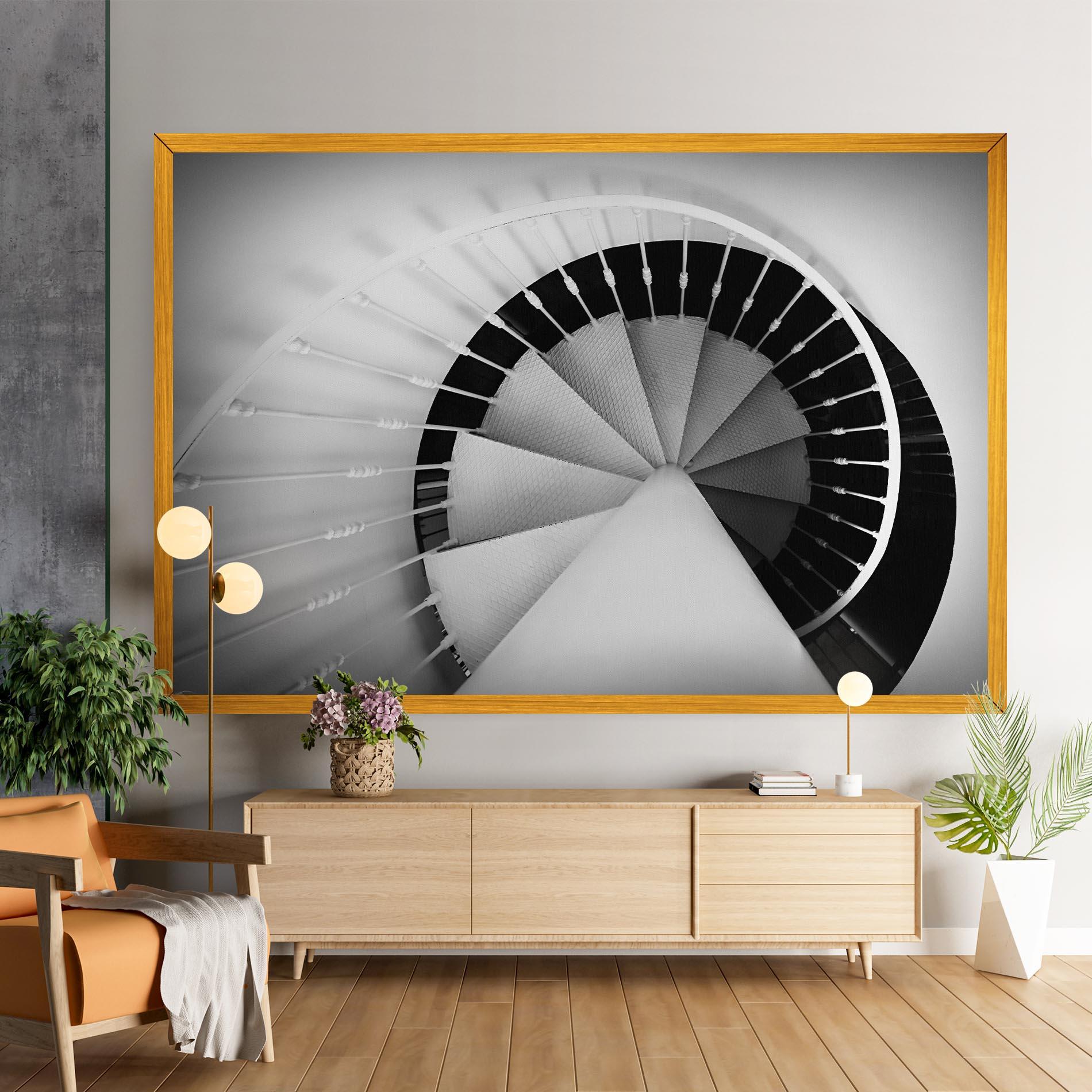 Tablou Canvas Black Circle Stairs mockup 9