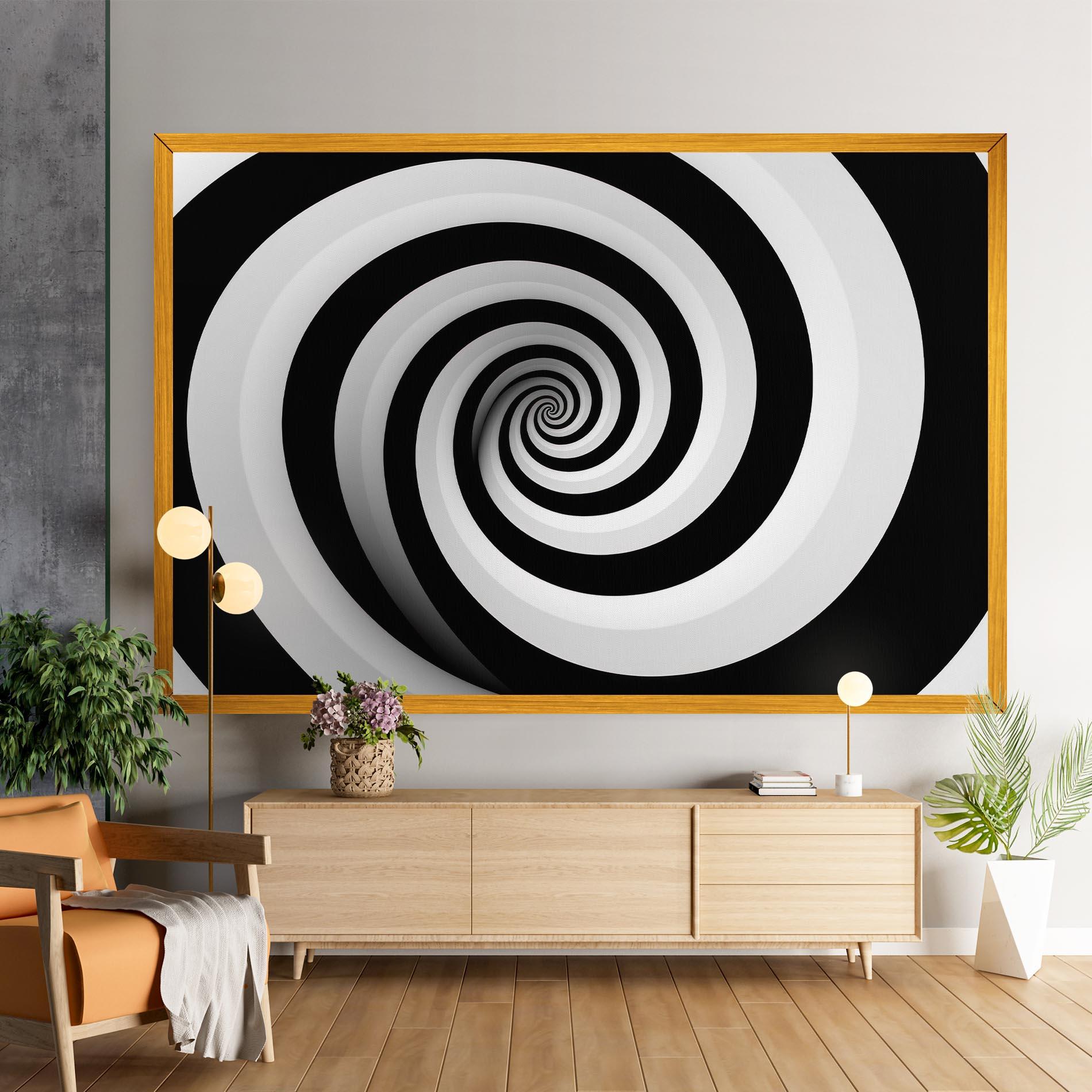 Tablou Canvas Black White Spiral mockup 9
