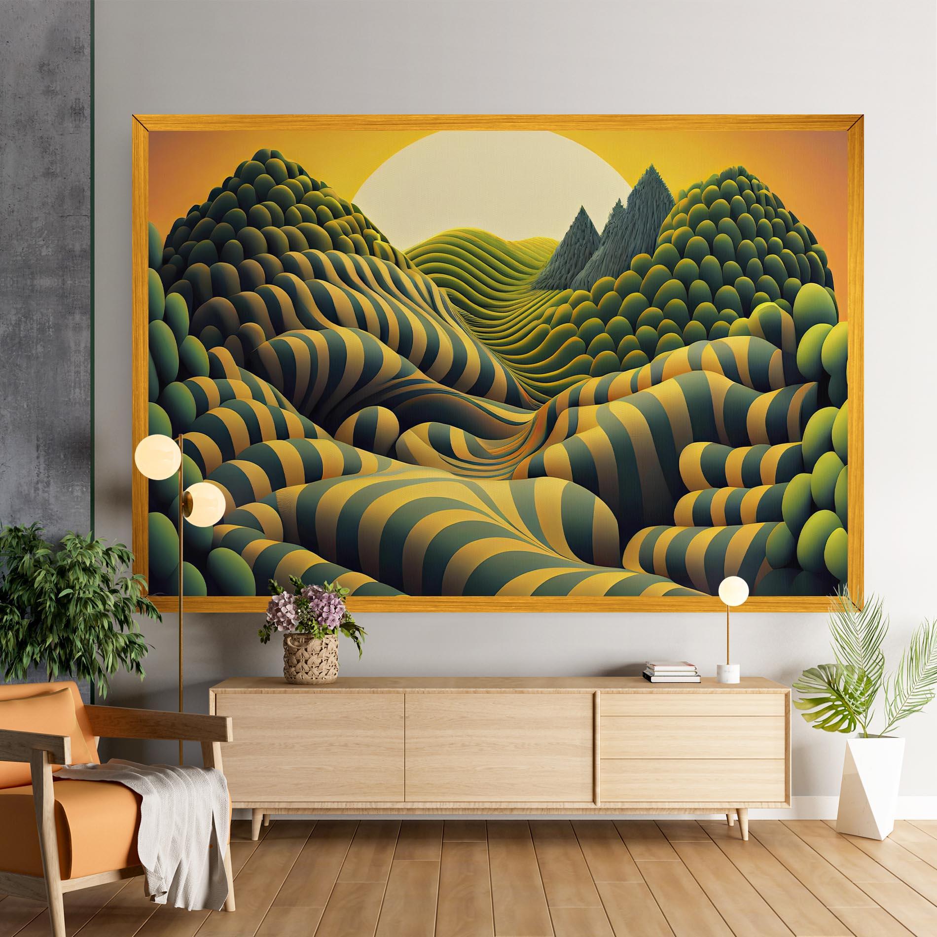 Tablou Canvas Green Yellow View mockup 9