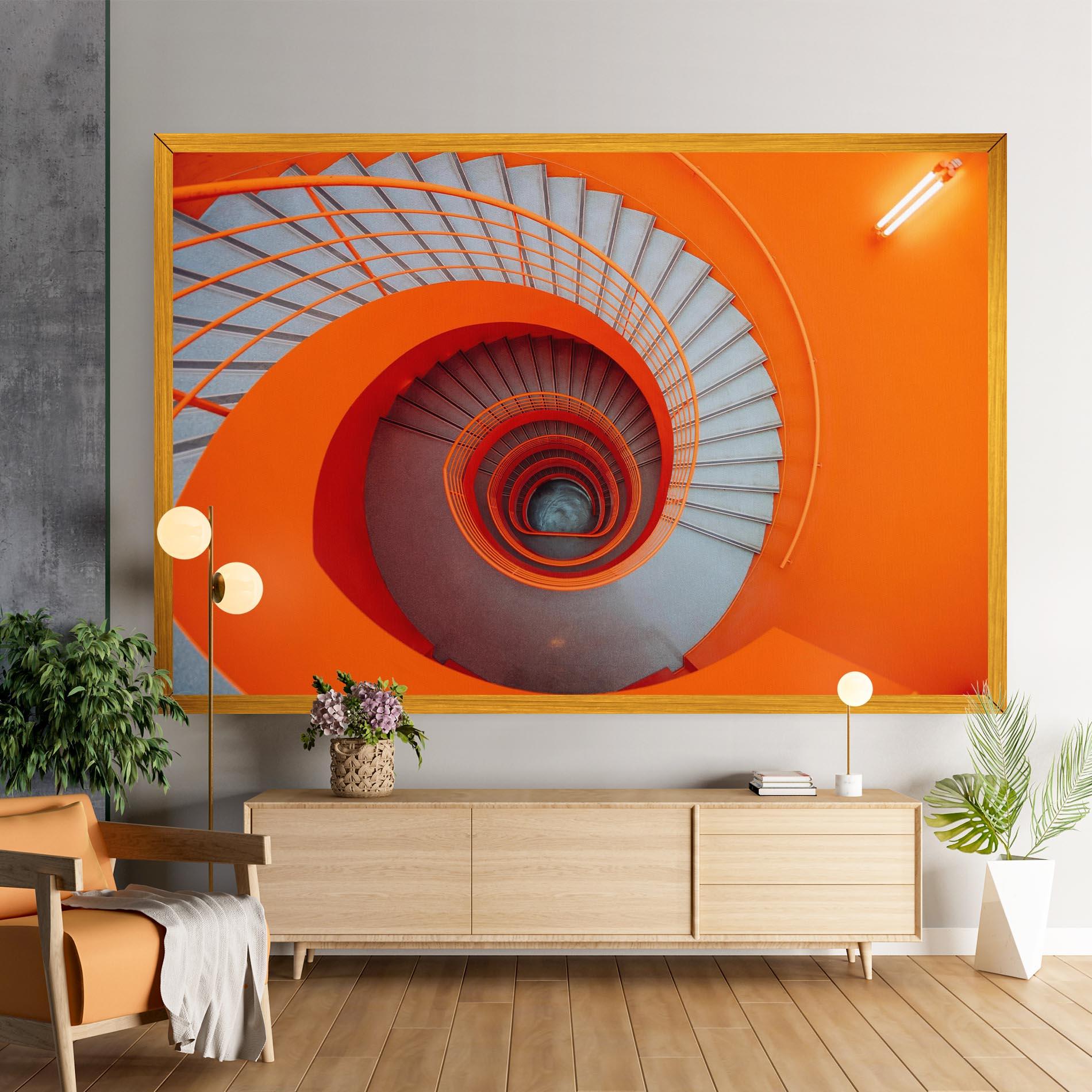 Tablou Canvas Grey Orange Stairs mockup 9