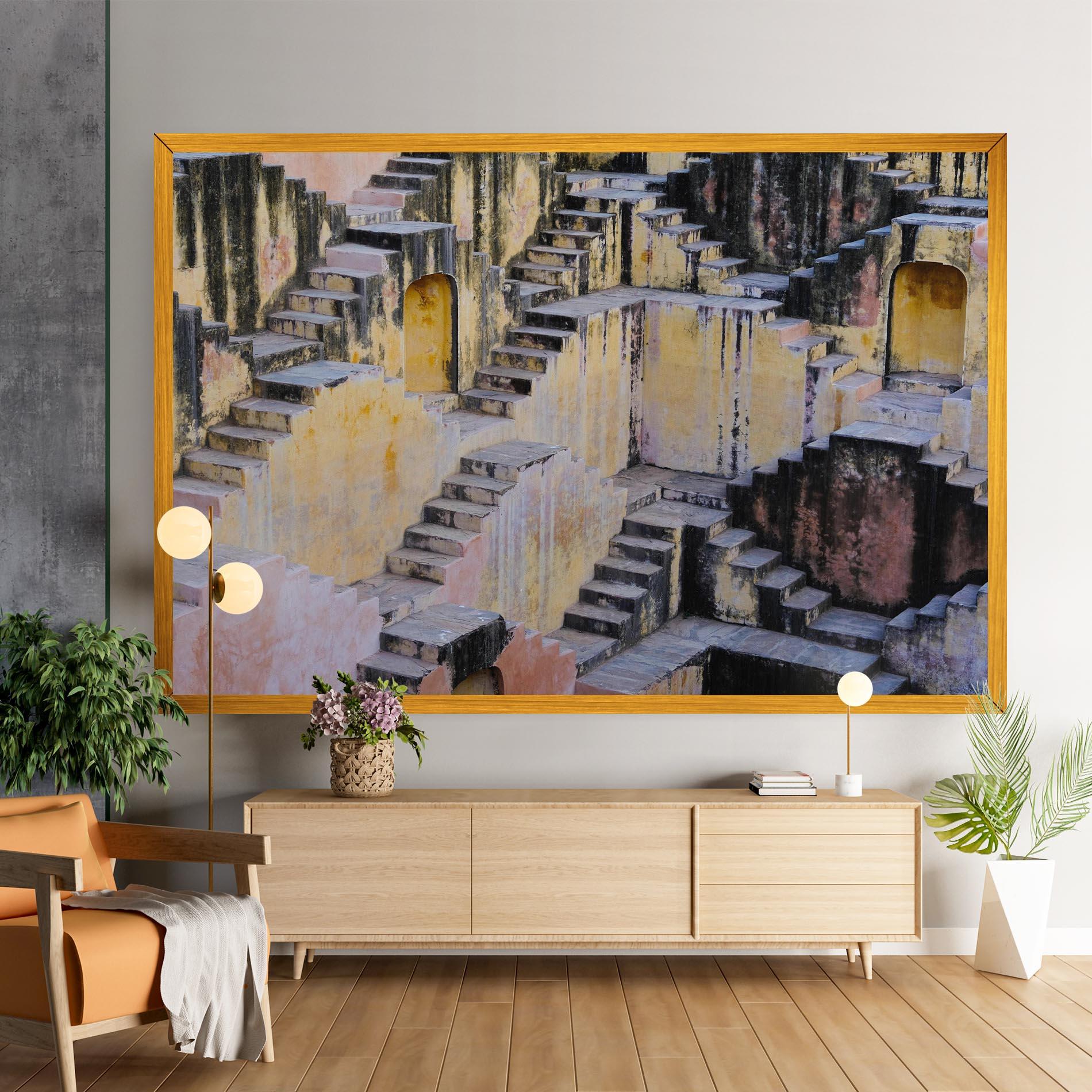 Tablou Canvas Old Yellow Stairs mockup 9