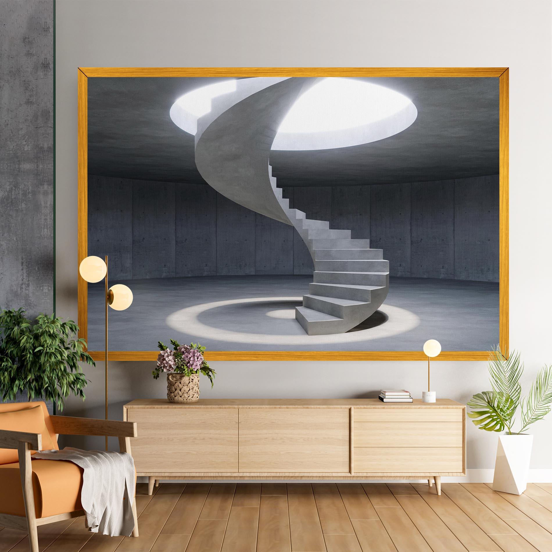 Tablou Canvas Spiral White Staircase mockup 9