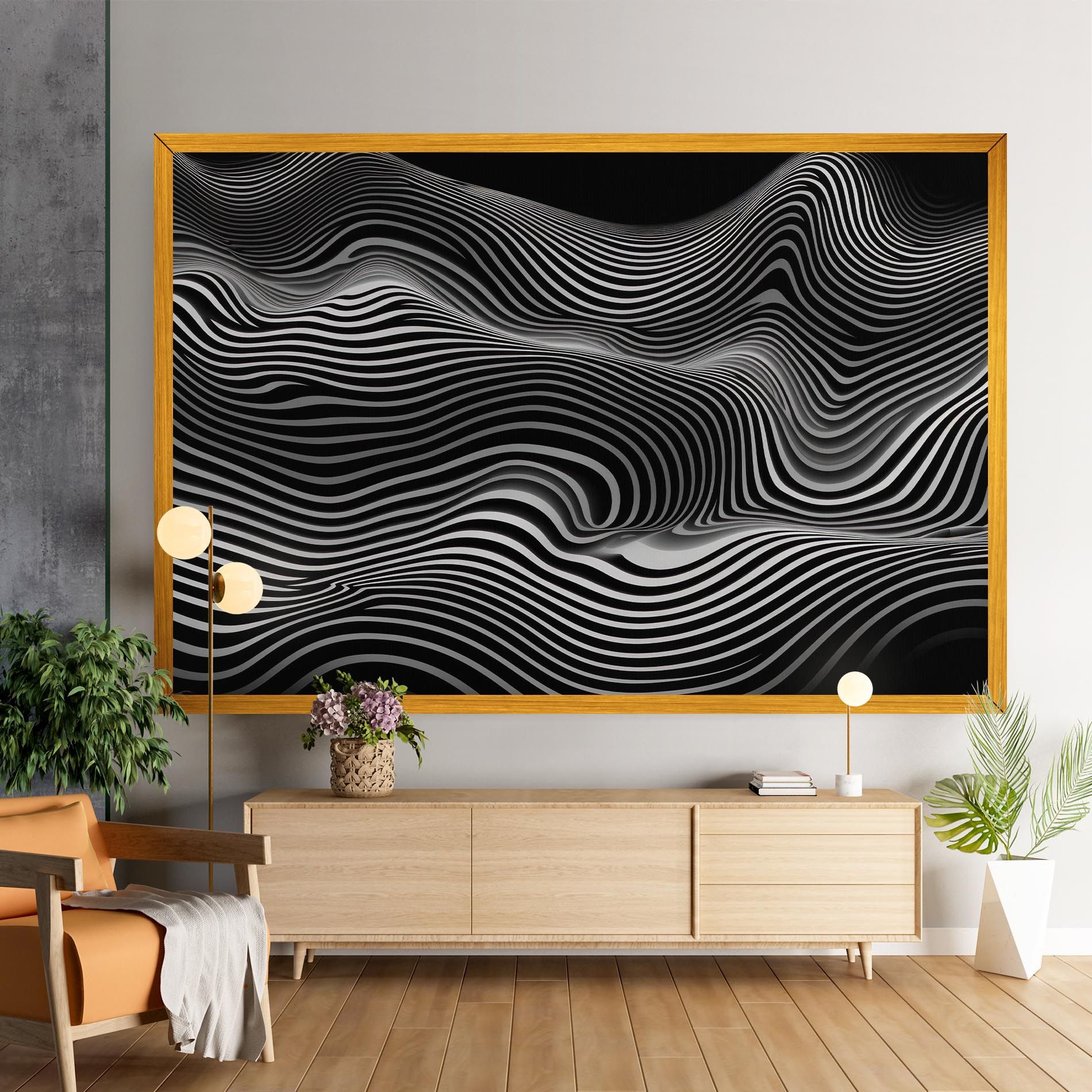 White Black Lines Wave mockup 9