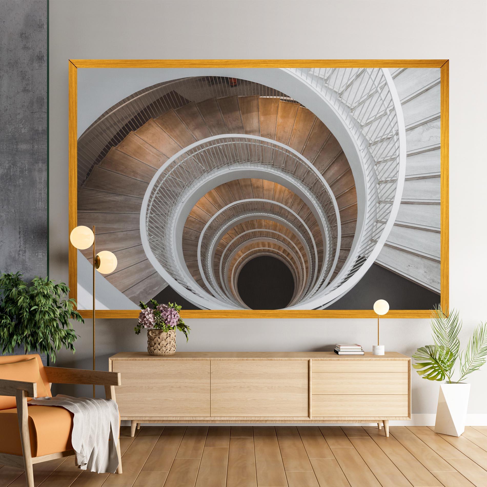 Tablou Canvas White Spiral Stairs mockup 9