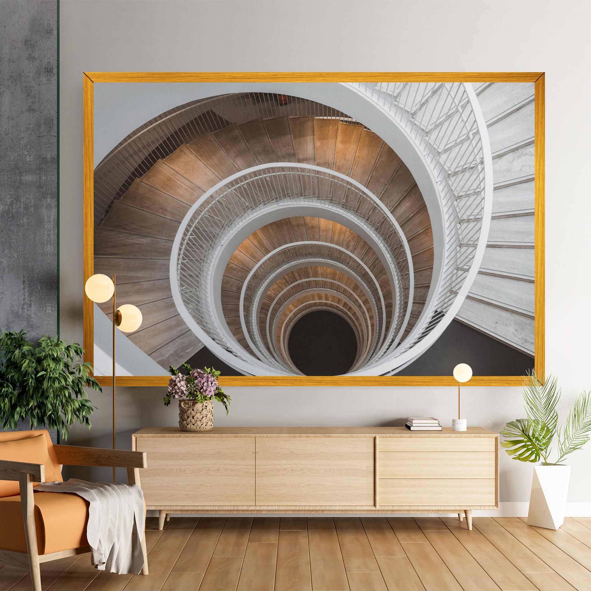 White Spiral Stairs mockup 9