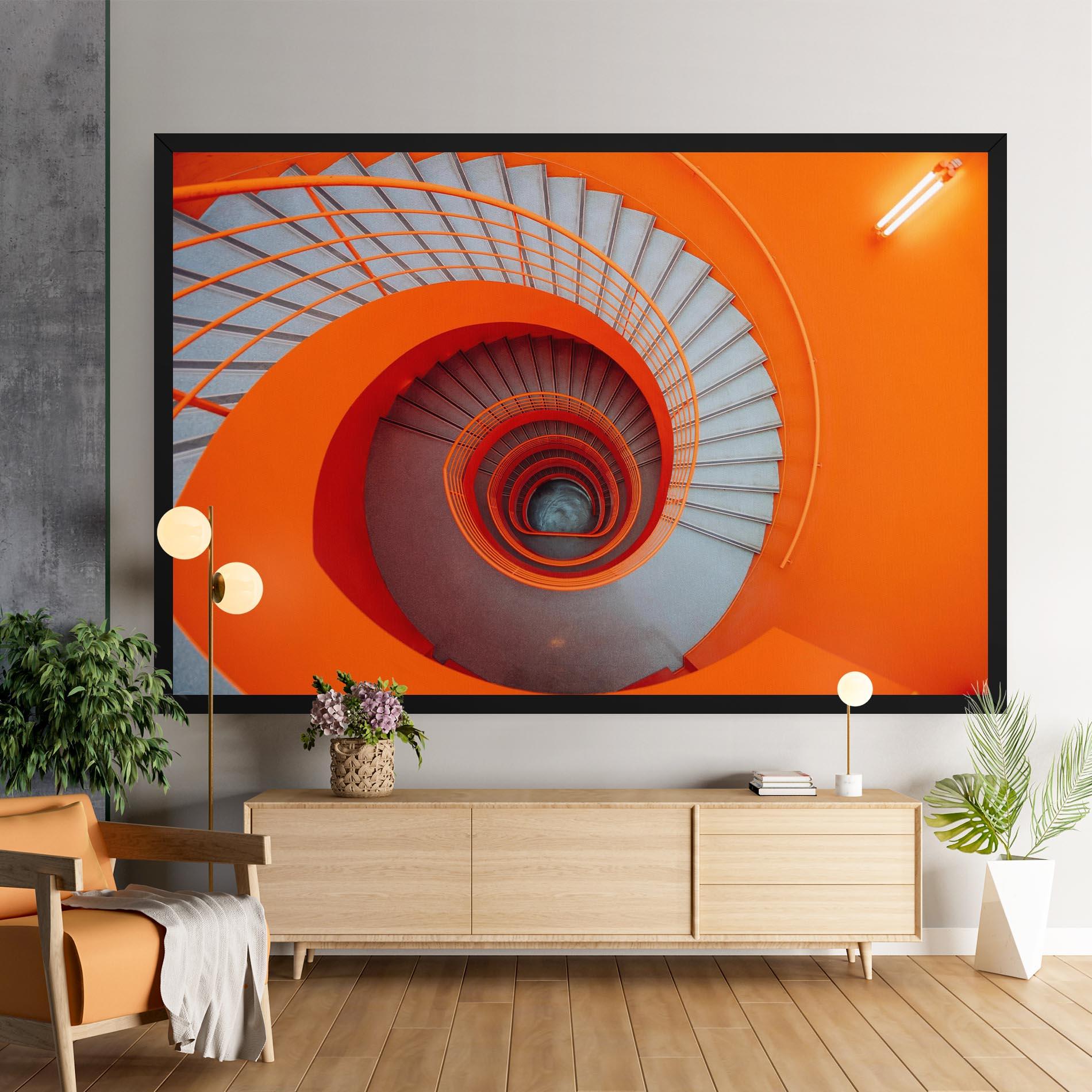 Tablou Canvas Grey Orange Stairs mockup 9