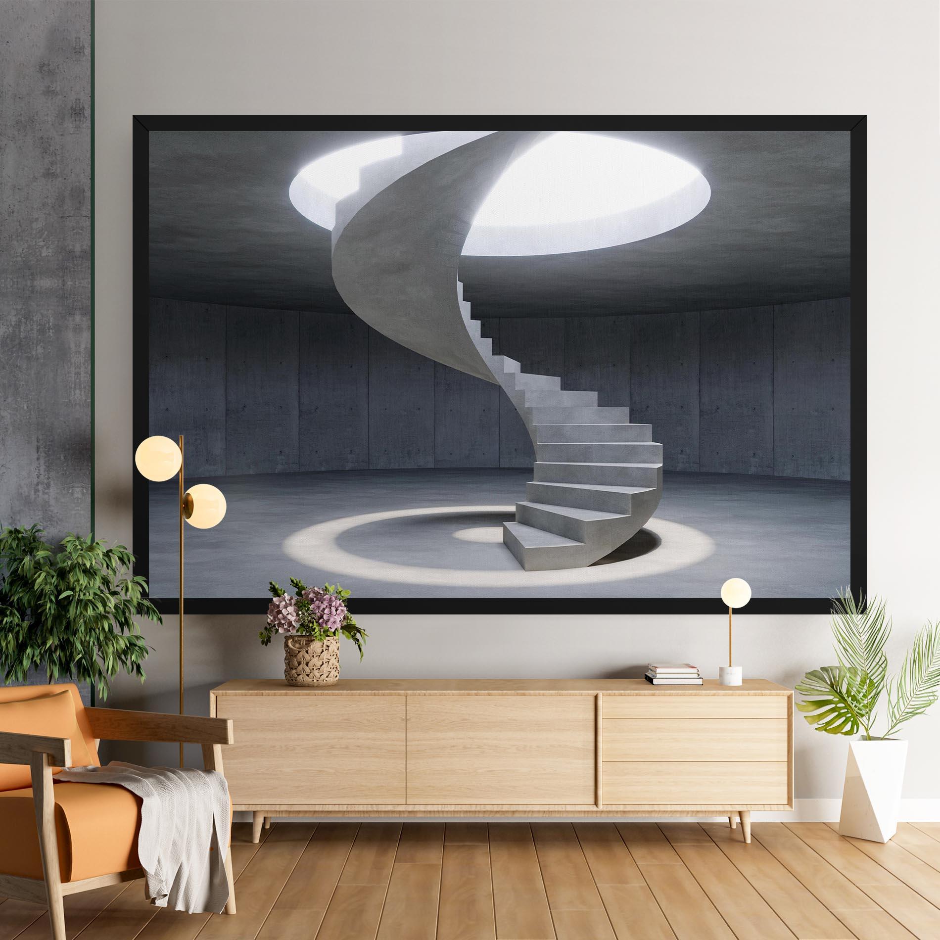 Tablou Canvas Spiral White Staircase mockup 9