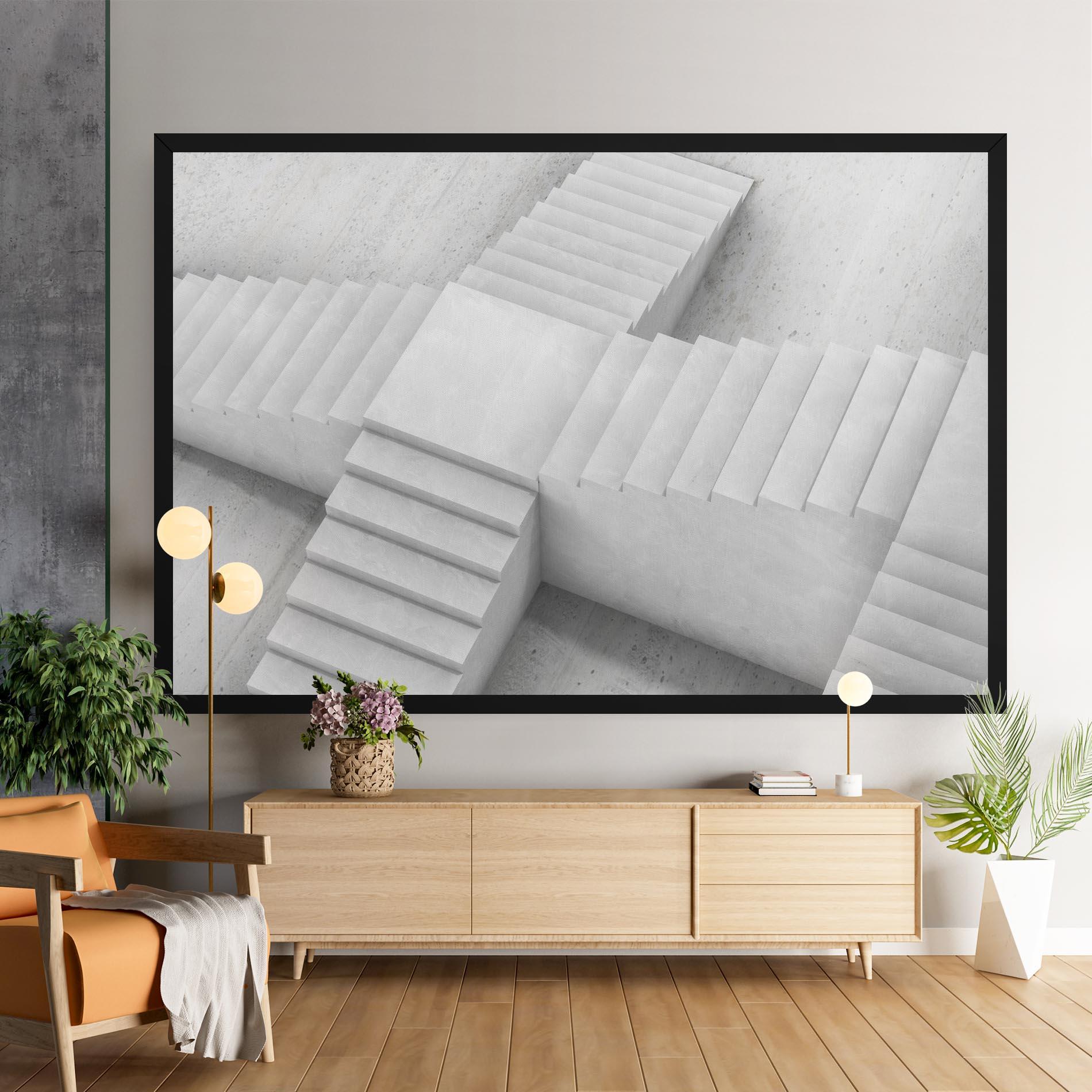 Tablou Canvas White X Stairway mockup 9