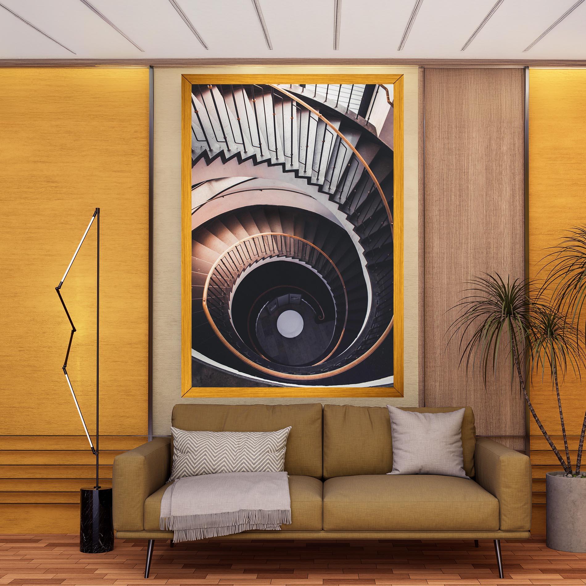 Tablou Canvas Grey Stairs Spiral mockup 9